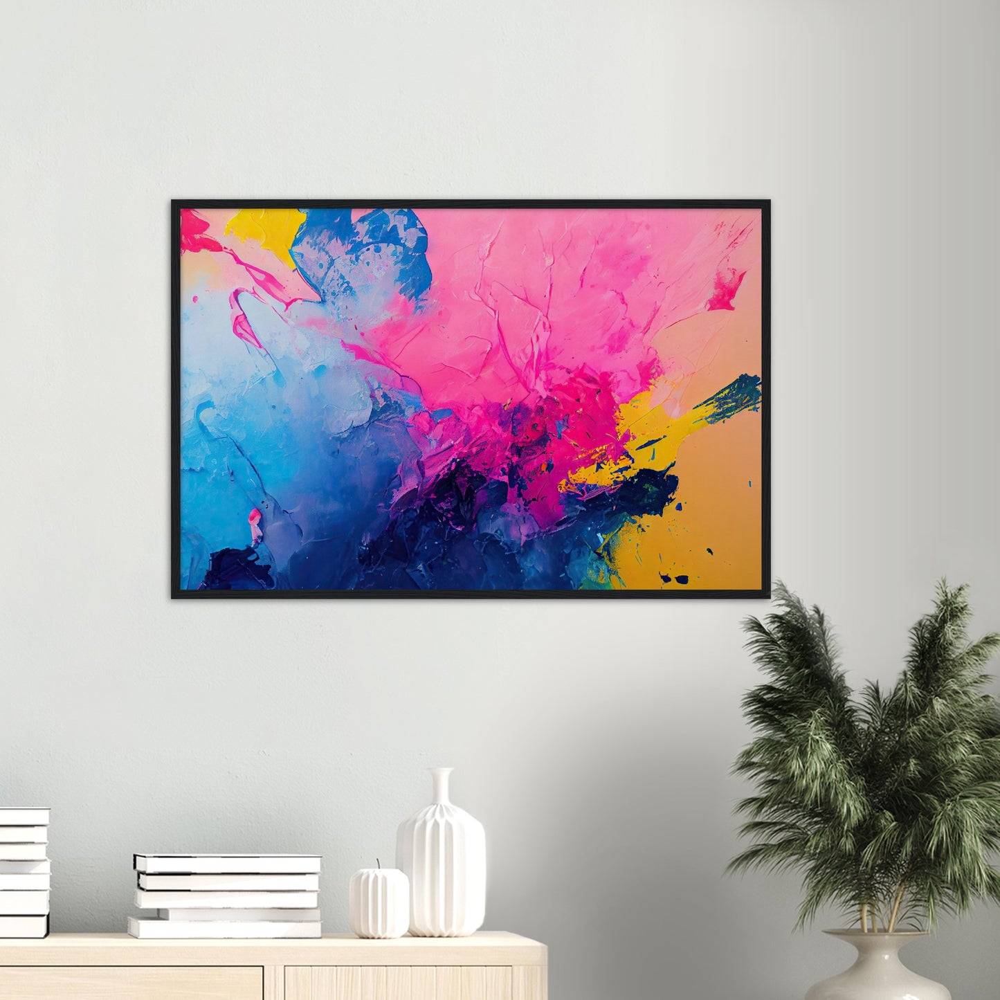 Poster mit Rahmen (Holz) in Museumsqualität - Color Splash - Art of Cubism - Fineart - bunt - Wandkunst - Colorfull - Poster with frame - Abstract Blue Kollektion - artwork - art brand - printed cup personalized - pixelboys - Kunstdrucke - wandbilder - wall art - Kunst auf Tassen - vintage art - Office Poster - Gastrotassen - Wanddekoration - Geschenkidee  - political peace - Baloon - Geschenkidee - Acrylkunst - Geschenkidee - Office Poster - Acryldruck - Abstrakte Kunst