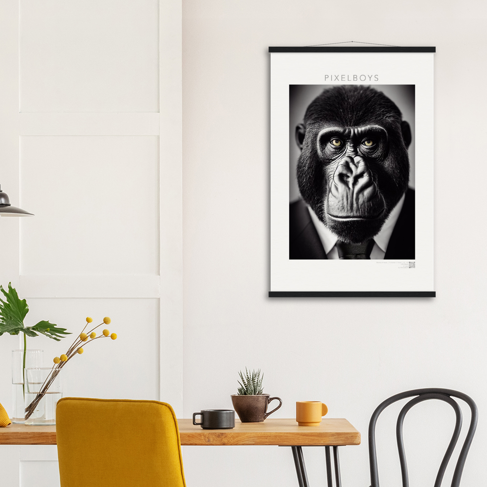 Poster mit Leisten (Holz) - Business Animals No. 1 "Albert" - Künstler: "John Grayst" Kunstdruck - Wandbild - Pixelboys - Atelier - Milano - Berlin - Munich - Madrid - New York - Dubai - Paris - Tokio - Rom - Lisbon - Ottawa - Bern Switzerland - Amsterdam - Seoul - Vancouver -