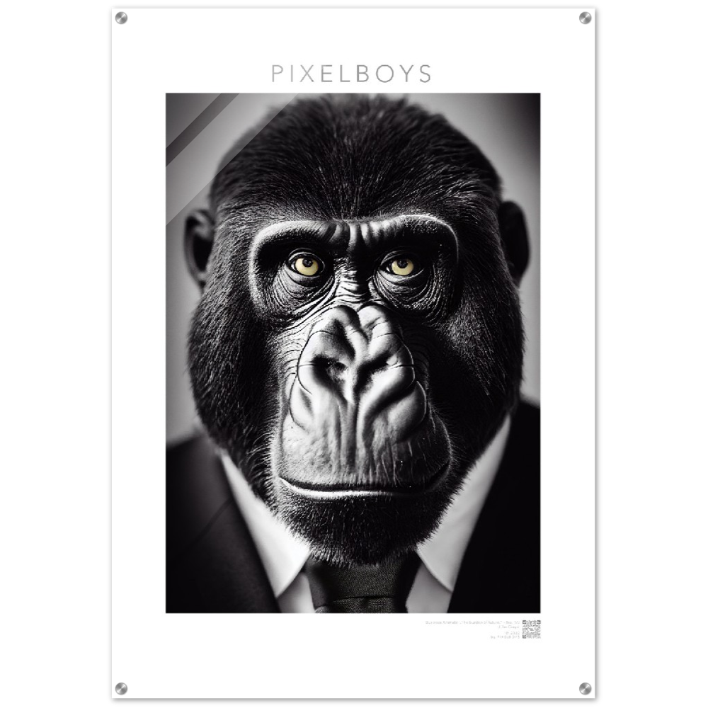 Acrylbild - Business Animals No. 1 "Albert" (Gorilla)- Künstler: "John Grayst" Kunstdruck - Pixelboys - Atelier - Milano - Berlin - Munich - Madrid - New York - Dubai - Paris - Tokio - Rom - Lisbon - Ottawa - Bern Switzerland - Amsterdam - Antwerpen -