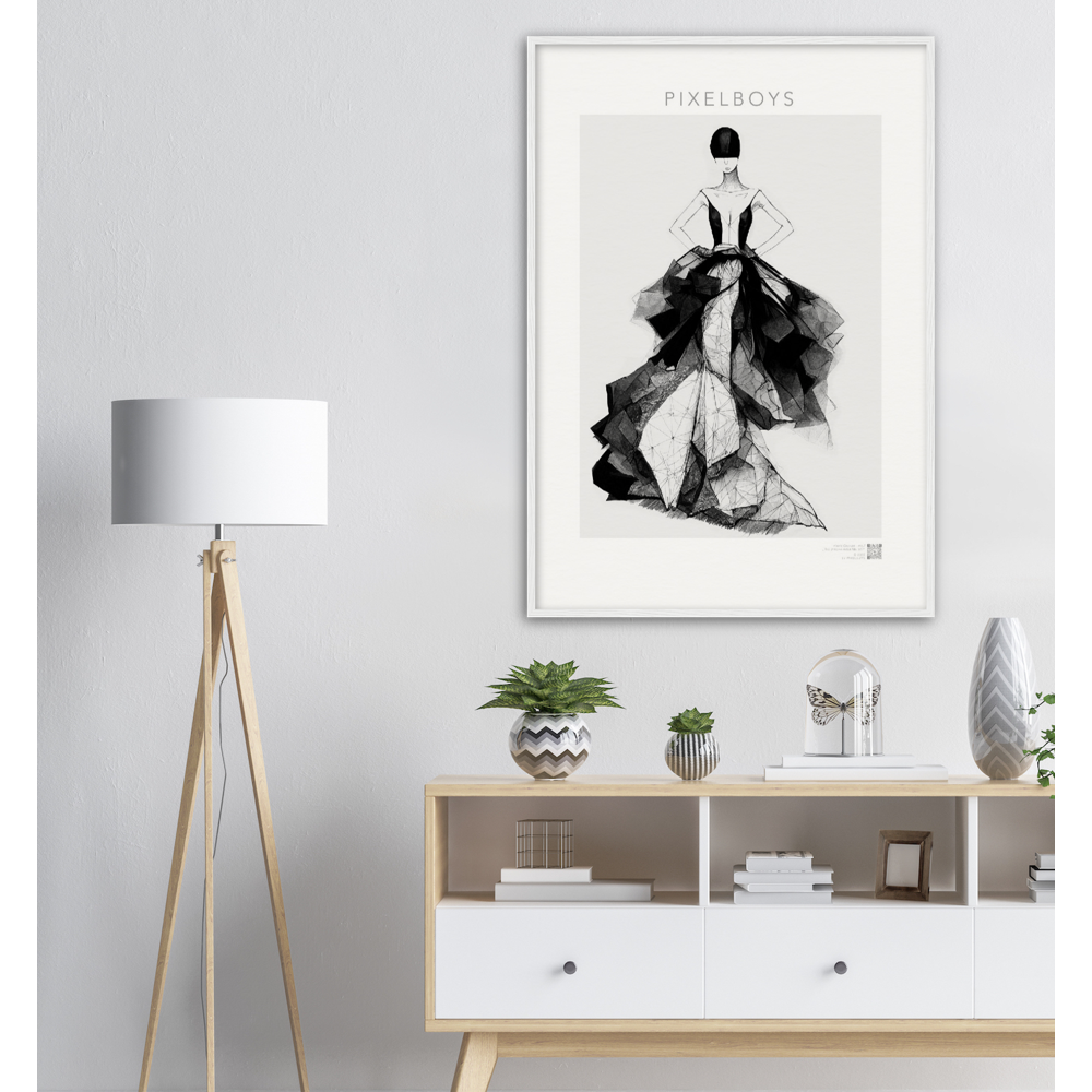 Haute Couture - Poster Set mit Rahmen aus Holz - Haute Couture - No. 7 - "Rose" - Künstler: "The Unknown Artist Nb. 517" Wandbilder - Pixelboys - Atelier - Milano - Berlin - Munich - Madrid - New York - Dubai - Paris - Tokio - Rom - Lisbon - Ottawa - Bern Switzerland -