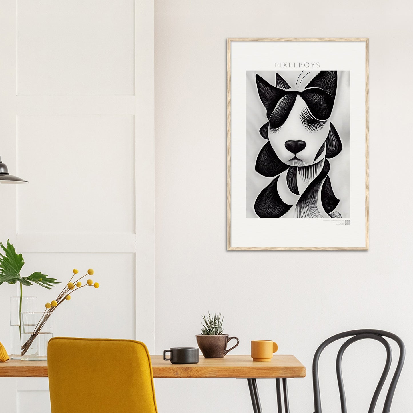 Poster mit Rahmen (Holz) - in Museumsqualität - Doodlemania "a dog named Muffin"- No.4 - Wandbild - doodle mania art collection - wall art - Hunde - Doodle Kunst - dogs- doodle posters and art prints - Poster mit Rahmen - doodle artwork - Acrylbild - Kunstdruck - Wandbild - office Poster - Poster with frame -  Künstler: Pixelboys & The Unknown Artist Nb.517 - keith haring - Gastro Art - anti stress art - Art Brand - Kunstdruck -