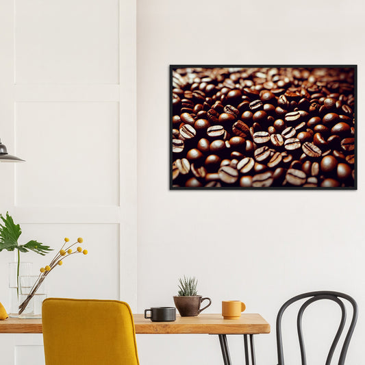 Poster mit Rahmen (Holz) in Museumsqualität - Coffee Beans - Personalisierbar - customized - Coffee Passion - Wandkunst - Kunstdruck - Acryldruck - Kunstwerk - Office Poster - Poster mit Rahmen - Kaffee Tasse - Poster mit Leisten - Bedruckte Tassen - Kunst Marke - Art Brand - Kunstdrucke - Papier: 250g/qm - Künstler: Pixelboys - Office Poster - Poster with frame - Geschenkidee - Kaffee Liebe - Coffee passion, Kaffeehaus - Coffee to go - Atelier Wien - Atelier Austria - Atelier USA -