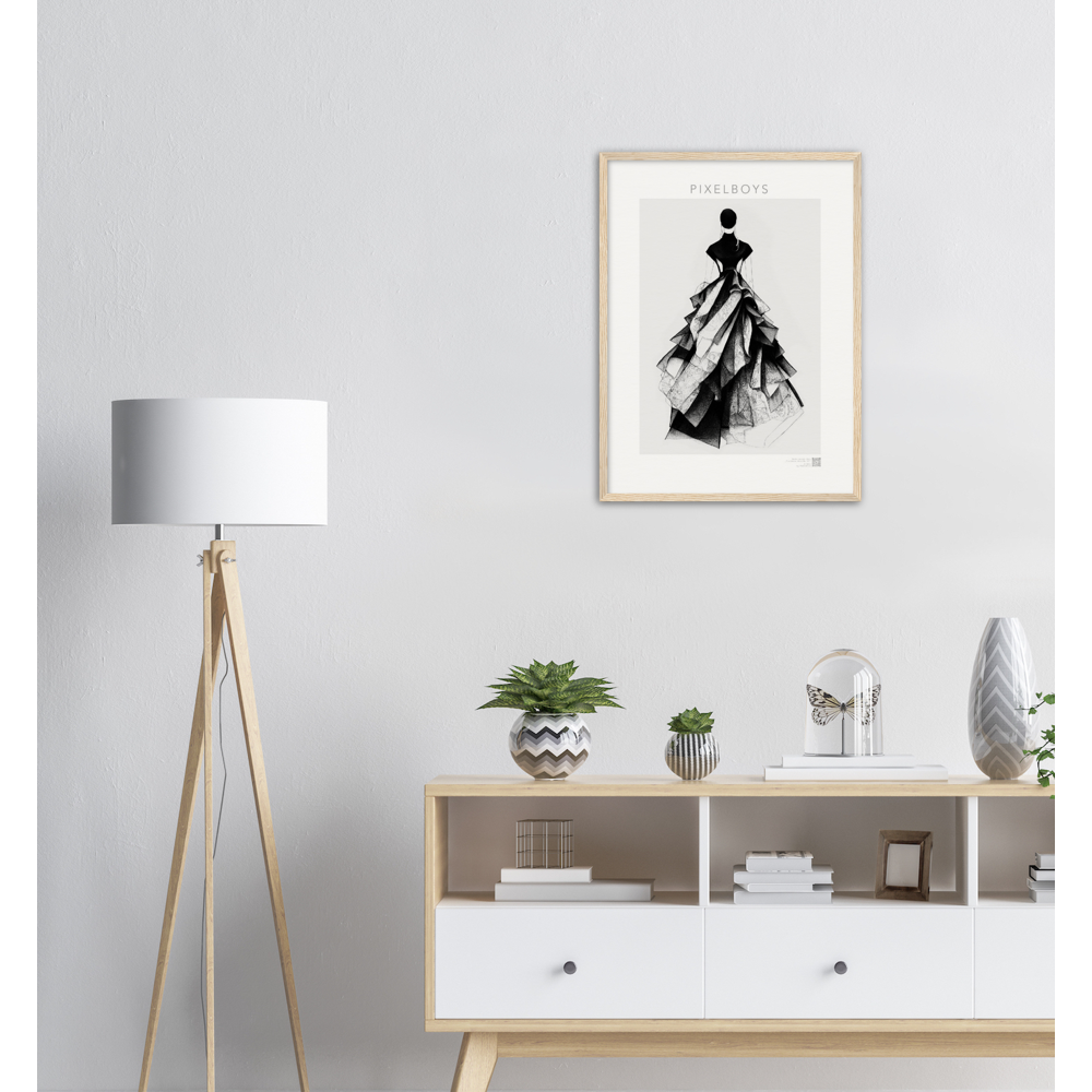 Haute Couture - Poster Set mit Rahmen aus Holz - Haute Couture - No. 5 - "Ambre" - Künstler: "The Unknown Artist Nb. 517" Wandbilder - Kunstdrucke - Pixelboys - Atelier - Milano - Berlin - Munich - Madrid - New York - Dubai - Paris - Tokio - 