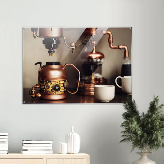 Acrylbild - in Museumsqualität - Steampunk - Coffee Maker - No.1 - Wandbild - Kunstwerk - Kunst auf Postern - Fine Art - Steampunk - Future - Maschine - Poster with frame - Office Poster - Art Brand - Pixelboys - Coffee House - Restaurant Poster - Schöner Wohnen - Dekoration - Wall Art - Kunstdruck - Geschenkidee - Kunst auf Acrylglas - Personalisierbare Tasse - Gastro Poster - Gewerbliche Poster - exklusiv - Kunst auf Acrylglas - 