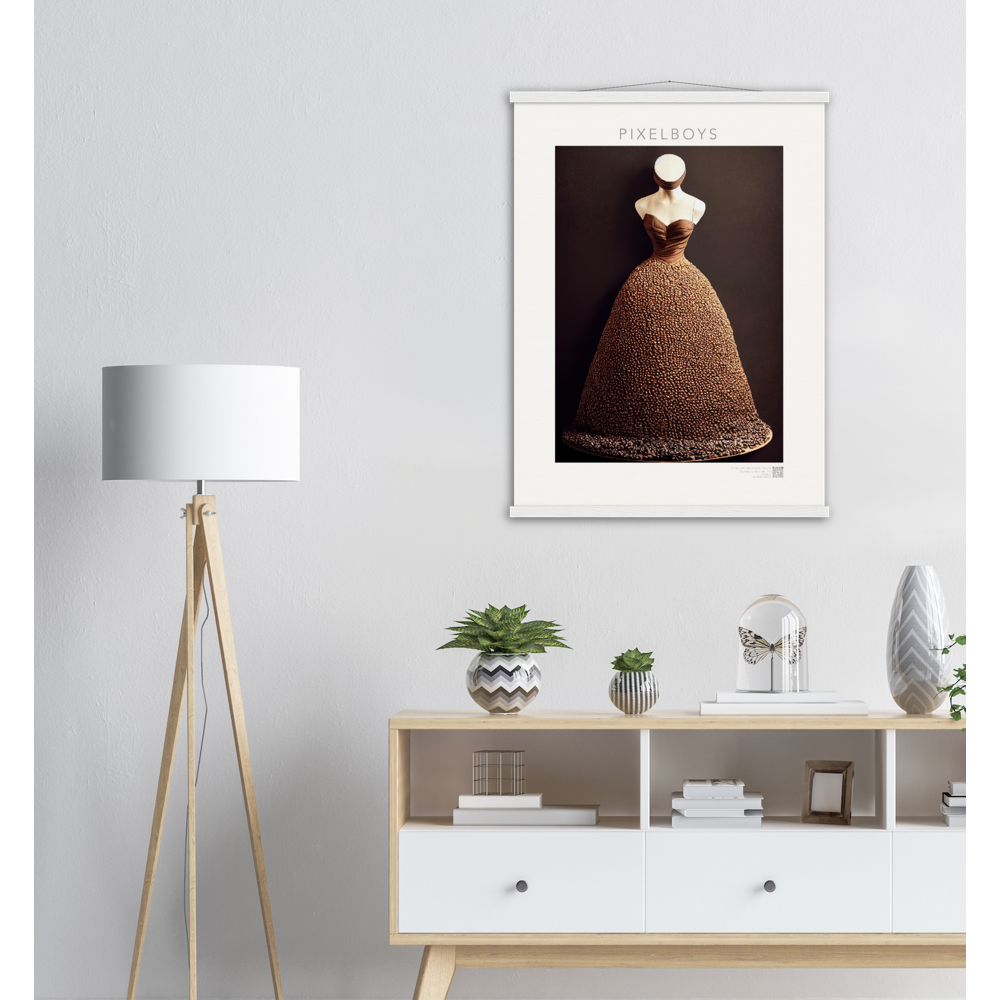 Poster mit Leisten in Museumsqualität  Art Du Café - Hot Fashion - No. 3 - Mariella - Kaffebohnen Liebe ♡ Museum ♡ -Chicco di caffe - Amore ♡ - Kaffee Liebe ♡-t azza di caffè per favore ♡ - Cioccolata calda ♡ - Künstler: "The Unknown Artist Nb-517" - Kunstdruck - Wandbild - Poster - Pixelboys - Atelier - Mailand - Rom - Neapel - Turin - Palermo - Paris - Catania - Florenz - Genua - Bologna - Bari - 