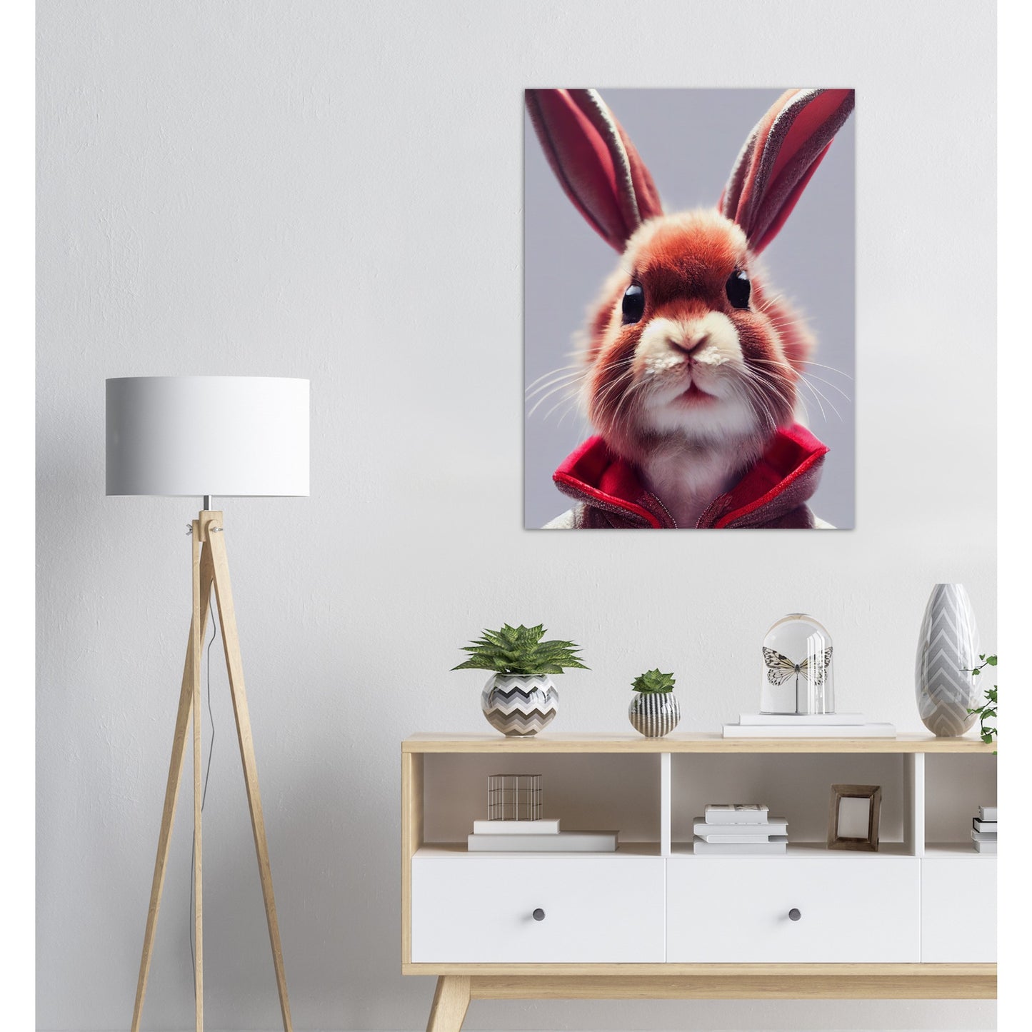 Poster in Museumsqualität - Bunny in grey red tracksuit - "Julius" - personalized mug - customized mug - Cute rabbit - Marke:- Pixelboys - Brand - Art Prints - Marke - Wandkunst - Papierstärke: 250g/qm - Wall Art - Bunny crey - Skater Betty - Hasen Gang - Original - Künstler:Pixelboys - Poster with frame - Office Poster - Trend - Wandschmuck - Atelier USA - 