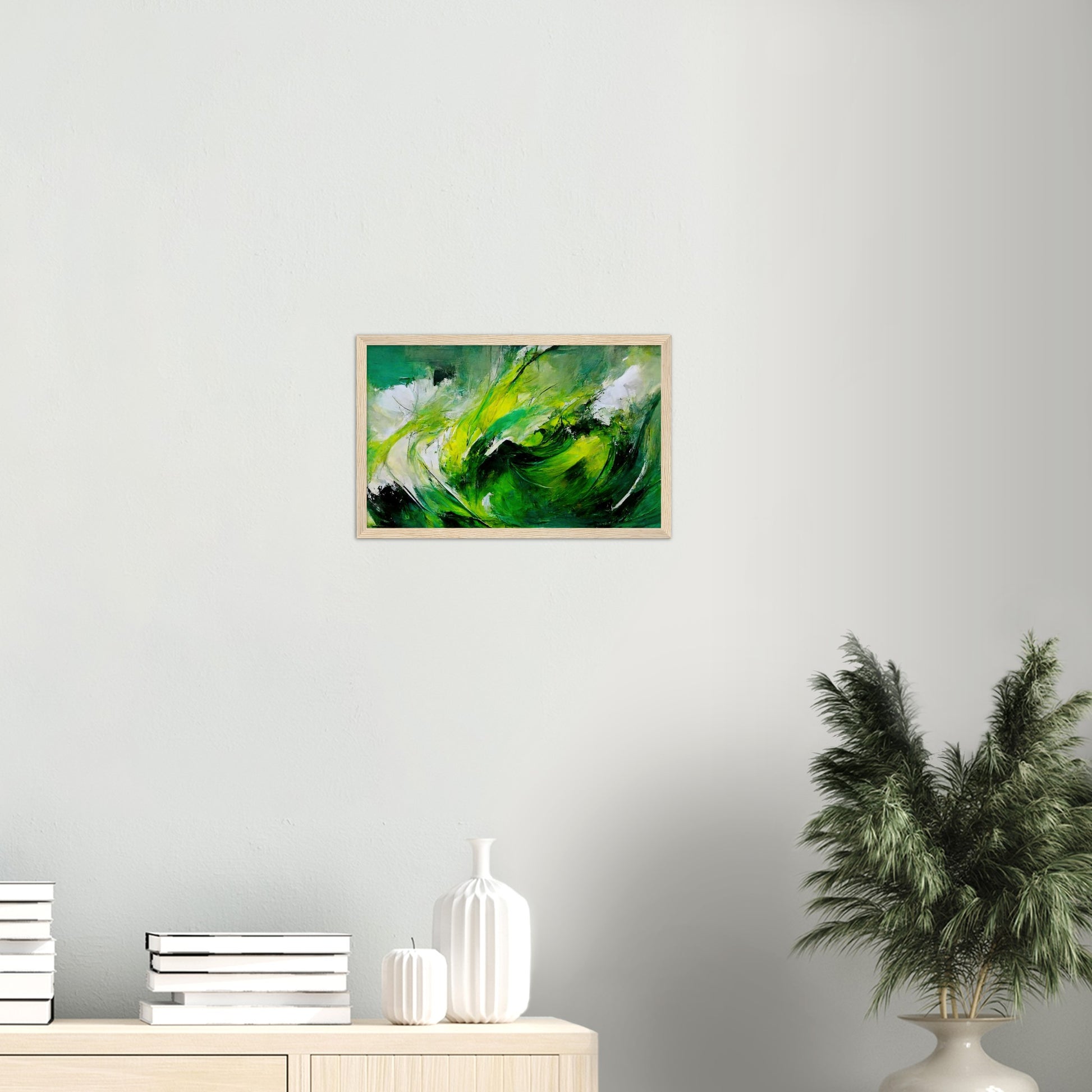 Poster mit Rahmen (Holz) in Museumsqualität - Green Storm - Ölgemälde - Grüner Sturm - Abstract - Klima - Planet - Fineart - Green Sea - Wandkunst - Holzrahmen - Poster with frame - Abstract Green Kollektion - artwork - art brand - printed cup personalized - pixelboys - Kunstdrucke - wandbilder - wall art - Kunst auf Tassen - vintage art - Office Poster - Gastrotassen - Wanddekoration - Fineart  - Colorfull - Dynamic - Geschenkidee - Acrylkunst - Geschenkidee - Office Poster - Acryldruck - Abstrakte Kunst -