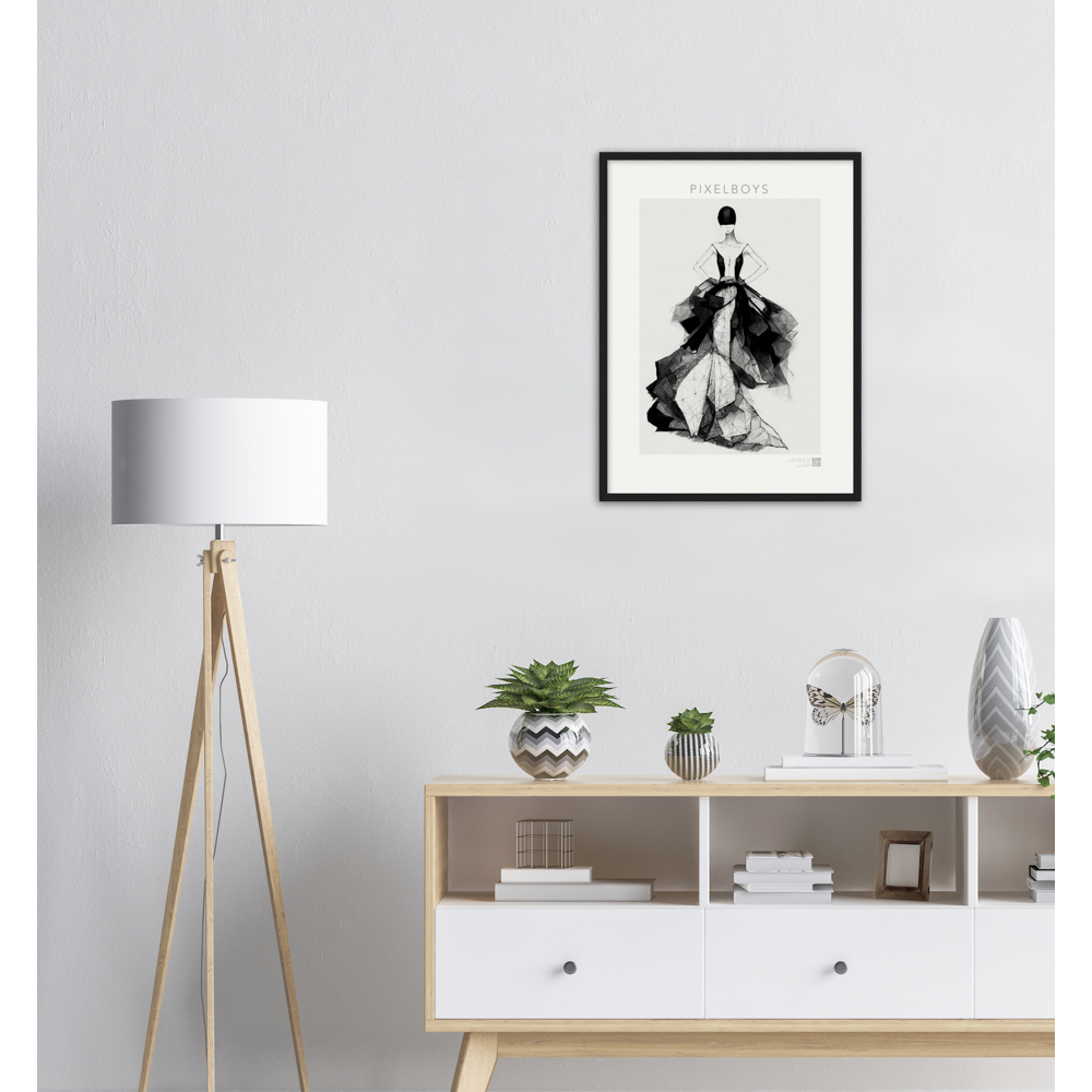 Haute Couture - Poster Set mit Rahmen aus Holz - Haute Couture - No. 7 - "Rose" - Künstler: "The Unknown Artist Nb. 517" Wandbilder - Pixelboys - Atelier - Milano - Berlin - Munich - Madrid - New York - Dubai - Paris - Tokio - Rom - Lisbon - Ottawa - Bern Switzerland -