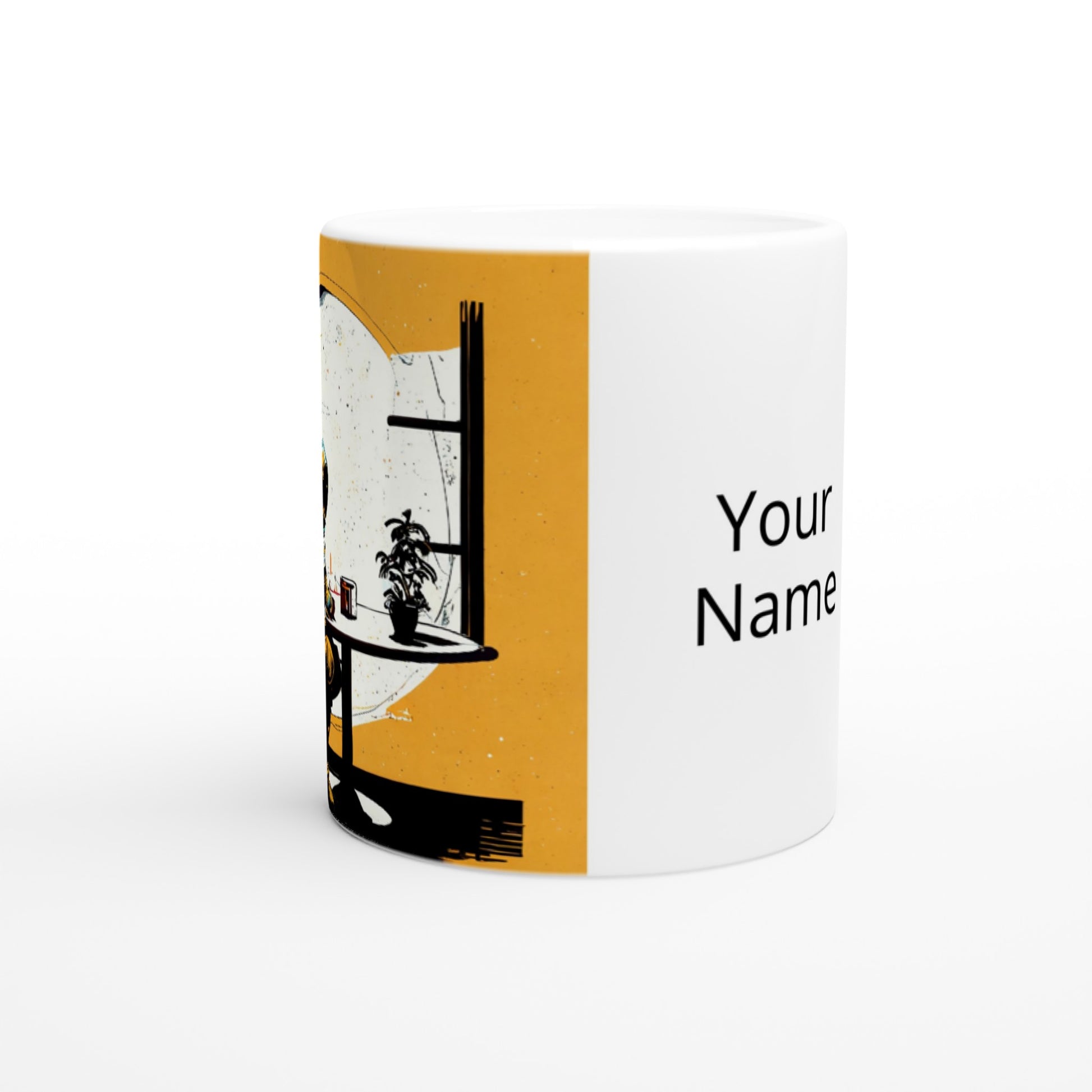 Personalisierte Tasse (bedruckt) in Museumsqualität - The waiting Astronaut - Michael - Illustration - Astronaut - Waiting - Posterleisten - USA - Fineart - Posterrahmen  - Wandkunst - Holzrahmen - Poster with frame - people of color - artwork - art brand - printed cup personalized - Holzleisten - pixelboys - Kunstdrucke - wandbilder - wall art - Kunst auf Tassen  - Office Poster - Gastrotassen - Wanddekoration - Acrylkunst - Geschenkidee - Office Poster - Acryldruck - Abstrakte Kunst -