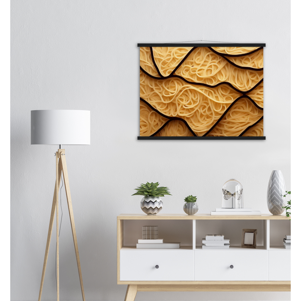 Poster mit Leisten - Spaghetti in shape - Pasta Love - Italien - China - Restaurant - Nudeln - Pasta - Teigwaren  - Wandkunst - Kunstdruck - Acryldruck - Kunstwerk - Office Poster - Poster mit Rahmen - Kaffee Tasse - Poster mit Leisten - Bedruckte Tassen - Kunst Marke - Art Brand - Kunstdrucke - Papier: 250g/qm - Künstler: Pixelboys - Poster with frame - Geschenkidee - Atelier Rome - Atelier Bologna - Atelier Milano -