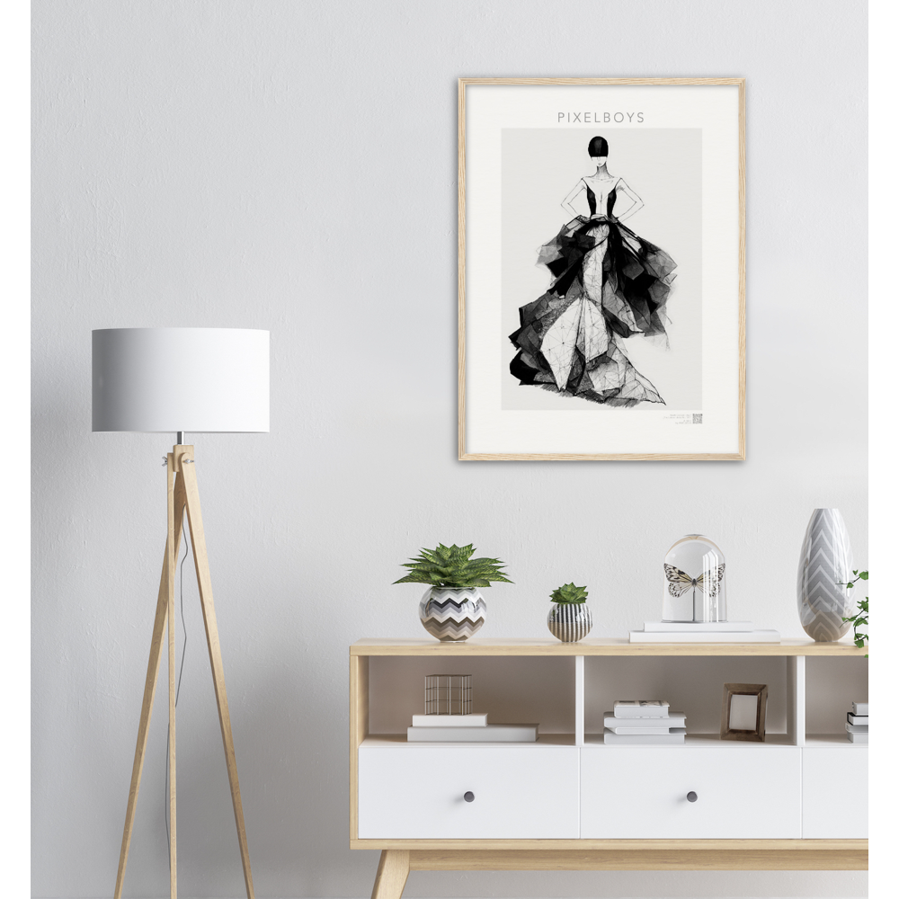 Haute Couture - Poster Set mit Rahmen aus Holz - Haute Couture - No. 7 - "Rose" - Künstler: "The Unknown Artist Nb. 517" Wandbilder - Pixelboys - Atelier - Milano - Berlin - Munich - Madrid - New York - Dubai - Paris - Tokio - Rom - Lisbon - Ottawa - Bern Switzerland -