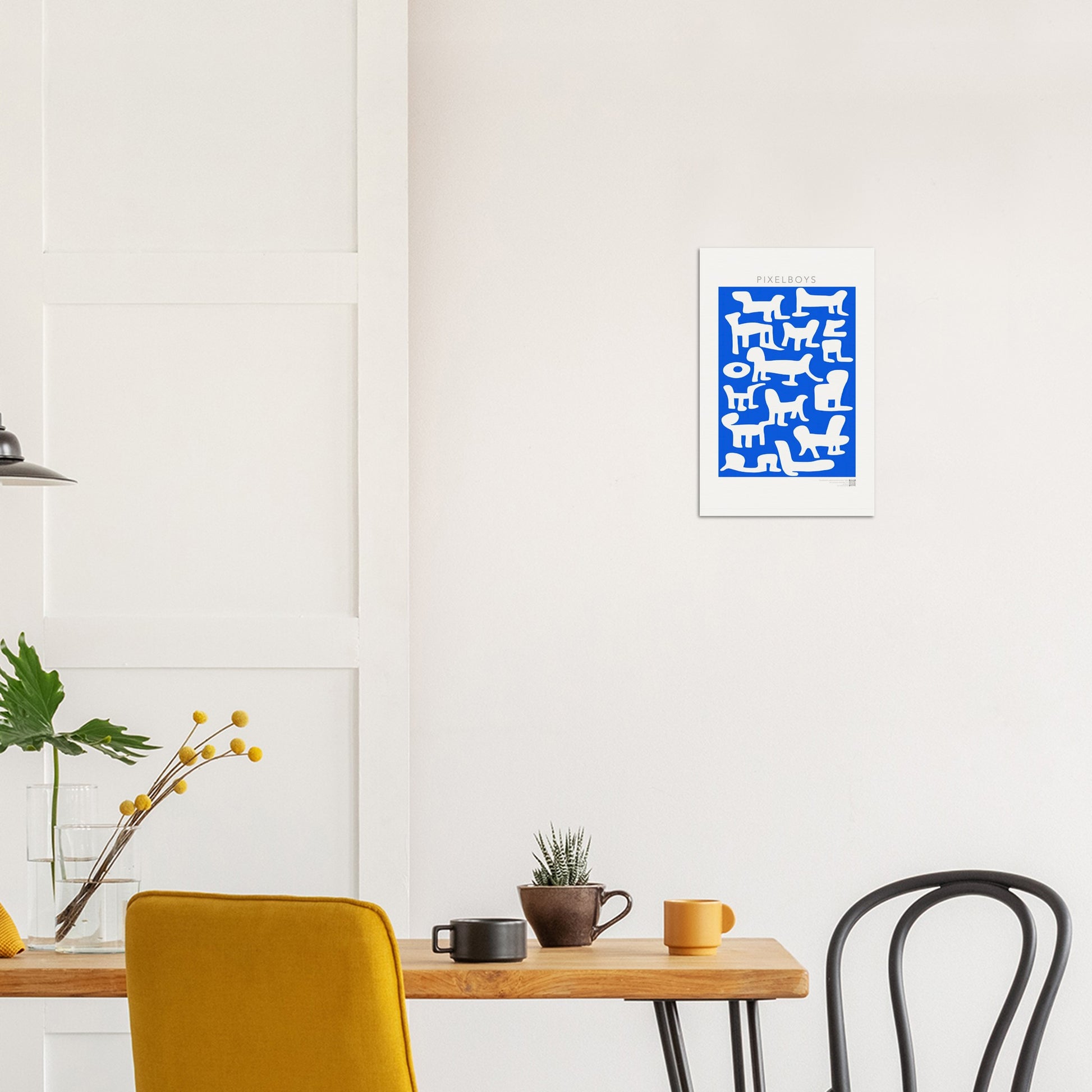 Poster in Museumsqualität - Doodlemania "weird animals on blue" - No.1 - Hunde - Katzen - Doodle Kunst - Poster mit Rahmen - doodle artwork - Acrylbild - Kunstdruck - Wandbild - office Poster - Poster with frame -  Künstler: Pixelboys & The Unknown Artist Nb.517 - keith haring - anti stress art - Art Brand - 