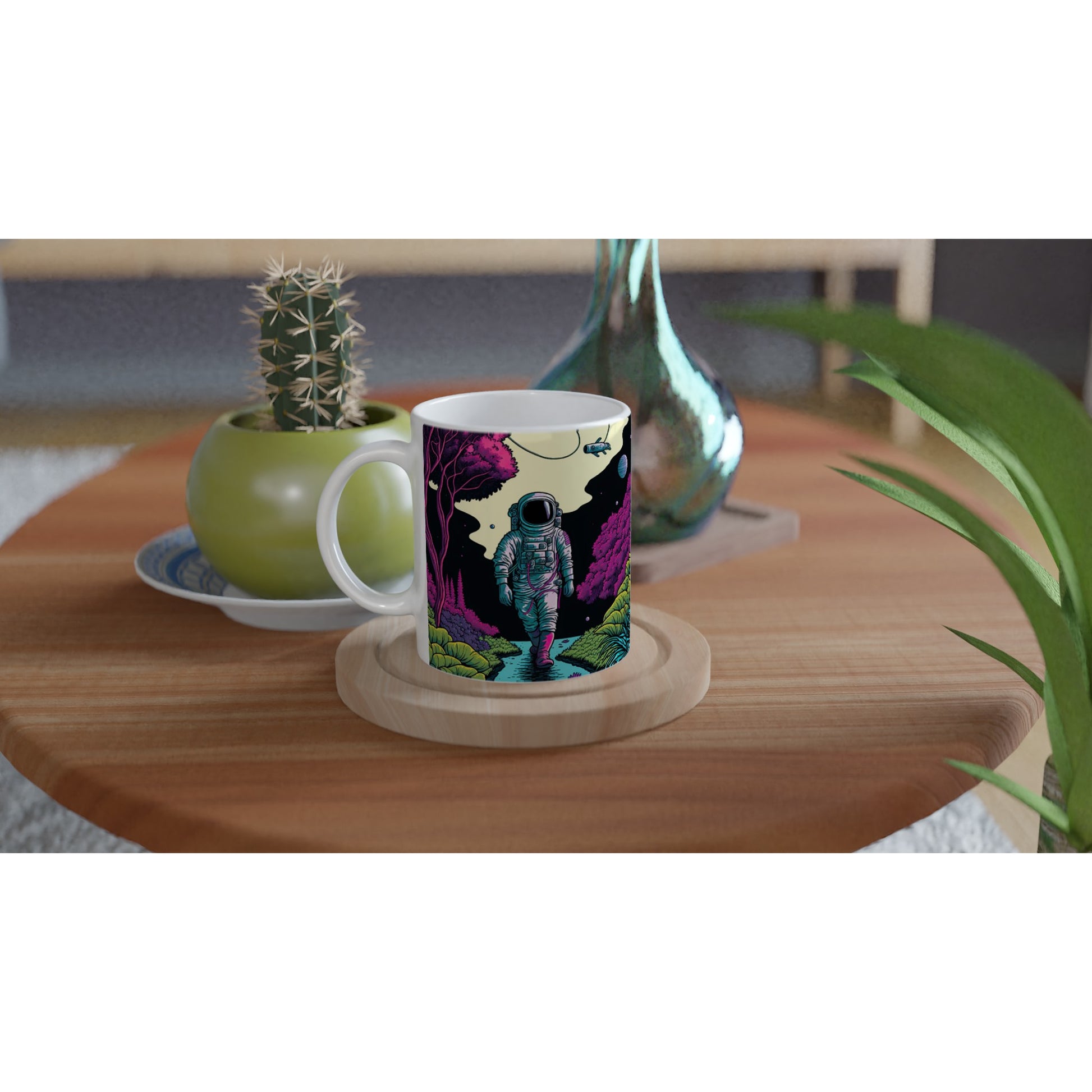 Personalisierte Tasse (bedruckt) in Museumsqualität - Wandering Astronaut - Stephen - Illustration - Astronaut - Panorama - Rocketman - Posterleisten - USA - Fineart - Posterrahmen  - Wandkunst - Holzrahmen - Poster with frame - artwork - art brand - printed cup personalized - Holzleisten - pixelboys - Kunstdrucke - wandbilder - wall art - Kunst auf Tassen  - Office Poster - Gastrotassen - Wanddekoration - Acrylkunst - Geschenkidee - Office Poster - Acryldruck - Abstrakte Kunst -