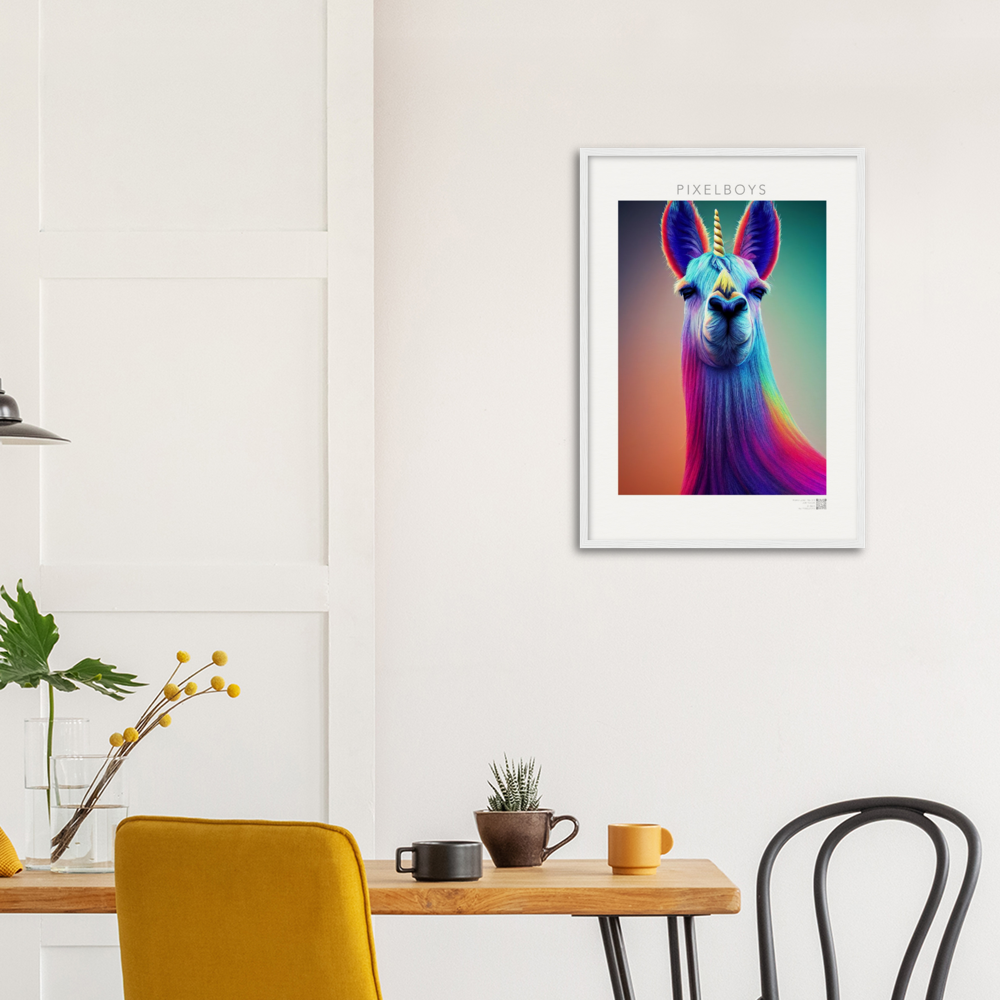 Poster mit Rahmen (Holz)- Karma Lama No. 3 - "Bob" - Wandbild - Bob the Drag Queen - LGBTQI+ - Christopher Street Day - Pride Month - Lesbian - Gay - Bisexual - Transgender - Queer & Intersexual - rainbow flag - unicorn - einhorn - rainbow - regenbogen - heteronormativity - Drag Queens - Asexual - Künstler: "John Grayst" - Pixelboys - Atelier - Acryldruck - Museum - Germany - Berlin - USA - America - New York City - Los Angeles - Chicago - Houston - Phoenix - Philadelphia - Paris - Rom -