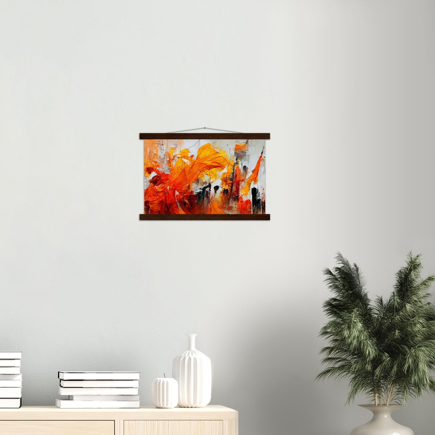 Poster mit Holzleisten - “Urban Indian Summer“ - autumn - Neu-Delhi - Kalkutta- Ölgemälde - Abstract - India Art - Posterleisten - Fineart - Posterrahmen  - Wandkunst - Holzrahmen - Poster with frame - Abstract Orange - artwork - art brand - printed cup personalized - Holzleisten - pixelboys - Kunstdrucke - wandbilder - wall art - Kunst auf Tassen  - Office Poster - Gastrotassen - Wanddekoration - Fineart - Dynamic - Acrylkunst - Geschenkidee - Office Poster - Acryldruck - Abstrakte Kunst -