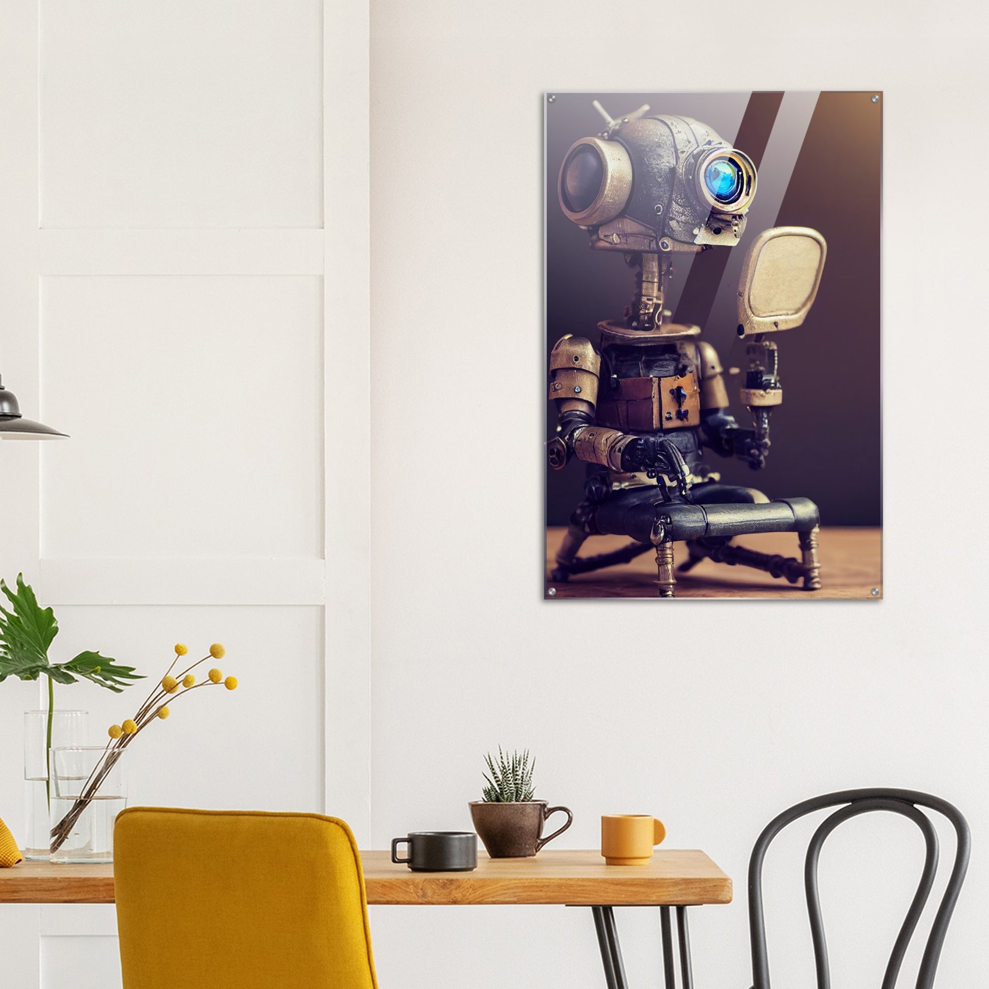 crylbild - in Museumsqualität - Tiny robot with a mirror - Hitoshi 人 - Wall Art - Spiegel - Acryldruck - Wandkunst - Customizable Coffee Cup - Personalized Gifts - Kunstdruck - Kleine Roboter - Acryldruck - Little Robots - Personalized Gifts - Tiny  - Steampunk - zukunft - Poster with frame - Kunstwerk - Office Poster - Poster mit Rahmen - Kaffee Tasse - Poster - Bedruckte Tassen - Kunst Marke - Art Brand - Kunstdrucke - Künstler: John Grayst & Pixelboys - emotional robots - Geschenkidee - 