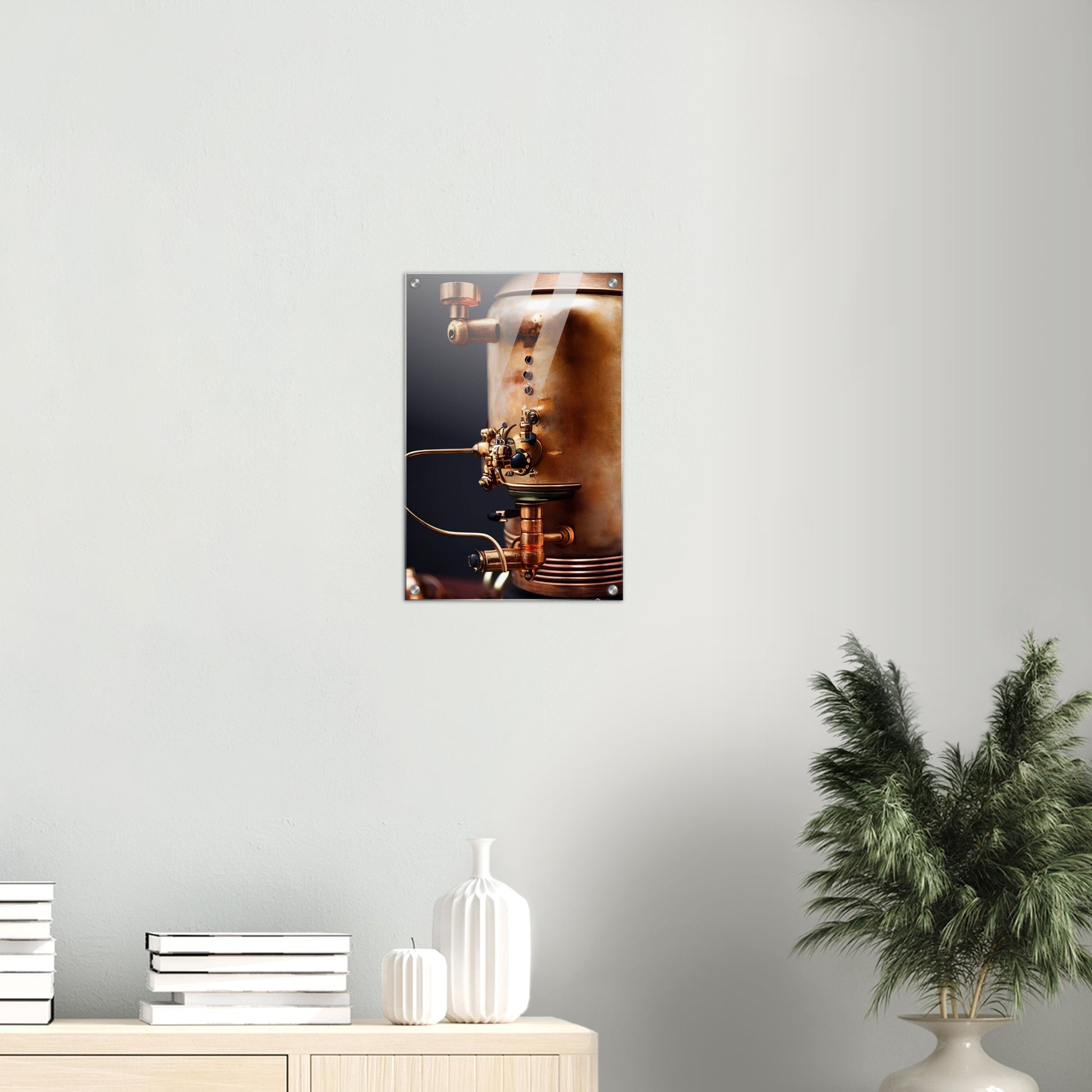 Acrylbild auf Glas - Kunstwerk - Steampunk - Coffee Maker - No.5 - Collection Cup - Pixelboys - Wandbild - Kunstwerk - Hotelkunst - Kunst auf Postern - Fine Art - Steampunk - Future - Maschine - Poster with frame - Office Poster - Art Brand - Pixelboys - Coffee House - Restaurant Poster - Wall Art - Kunstdruck - Geschenkidee - Kunst auf Acrylglas - Future Coffee Cup - Personalisierbare Tasse - Gastro Tasse - exklusiv - Acryldruck - Gastronomie Poster - Hotelposter - Steam Punk Kitchen -   