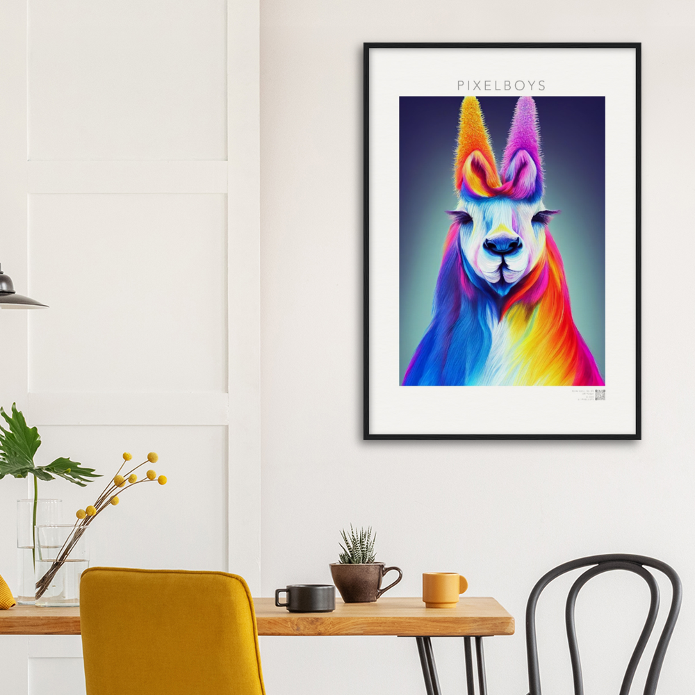 Poster mit Rahmen - Karma Lama No. 2 - "Edna" - Wandbild - Edna Erverage - LGBTQI+ - Christopher Street Day - Pride Month - Lesbian - Gay - Bisexual - Transgender - Queer & Intersexual - rainbow flag - unicorn - einhorn - rainbow - regenbogen - heteronormativity - Drag Queens - Asexual - Künstler: "John Grayst" - Pixelboys - Atelier - Wandbild - Museum - Germany - Berlin - USA - America - New York City - Los Angeles - Chicago - Houston - Phoenix - Philadelphia - Paris - Rom -