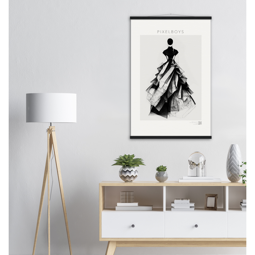 Haute Couture Poster Set mit Leisten aus Holz - Wandbild - Haute Couture - No. 5 - "Ambre" - Künstler: "The Unknown Artist Nb. 517" Wandbilder - Kunstdrucke - Pixelboys - Atelier - Milano - Berlin - Munich - Madrid - New York - Dubai - Paris - Tokio - Rom -