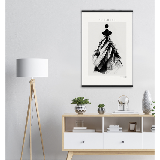 Haute Couture Poster Set mit Leisten aus Holz - Wandbild - Haute Couture - No. 5 - "Ambre" - Künstler: "The Unknown Artist Nb. 517" Wandbilder - Kunstdrucke - Pixelboys - Atelier - Milano - Berlin - Munich - Madrid - New York - Dubai - Paris - Tokio - Rom -