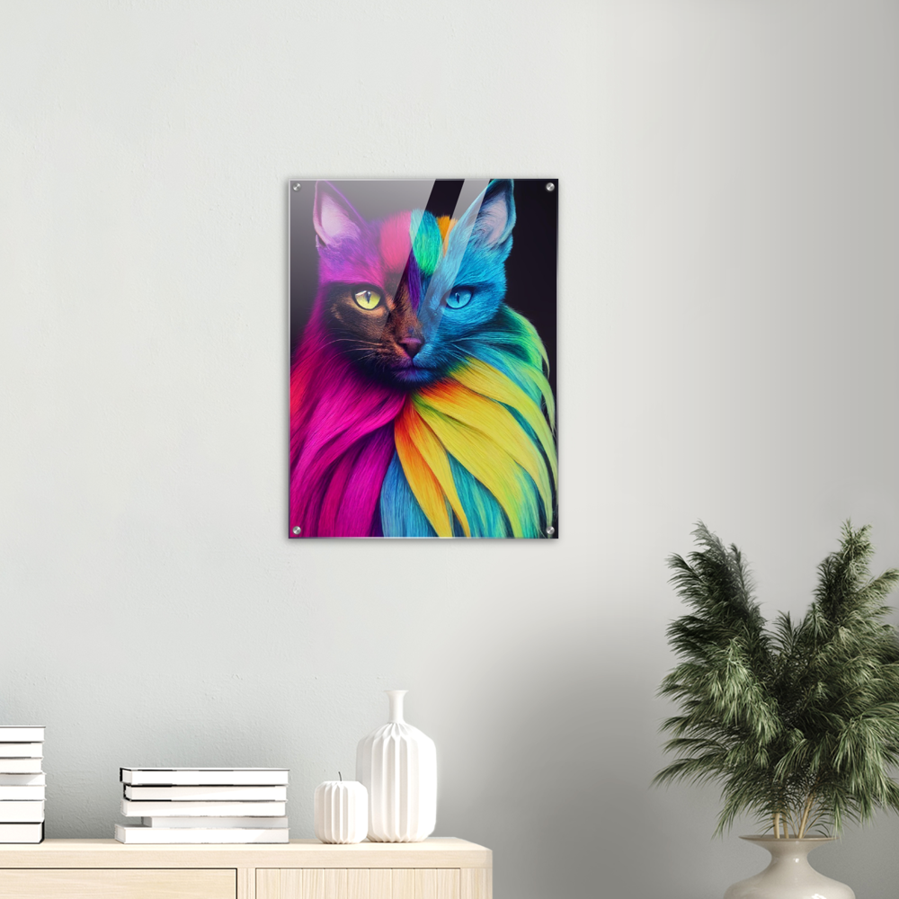 Acrylbild - Mit edler Regenbogenkatze "Bella"