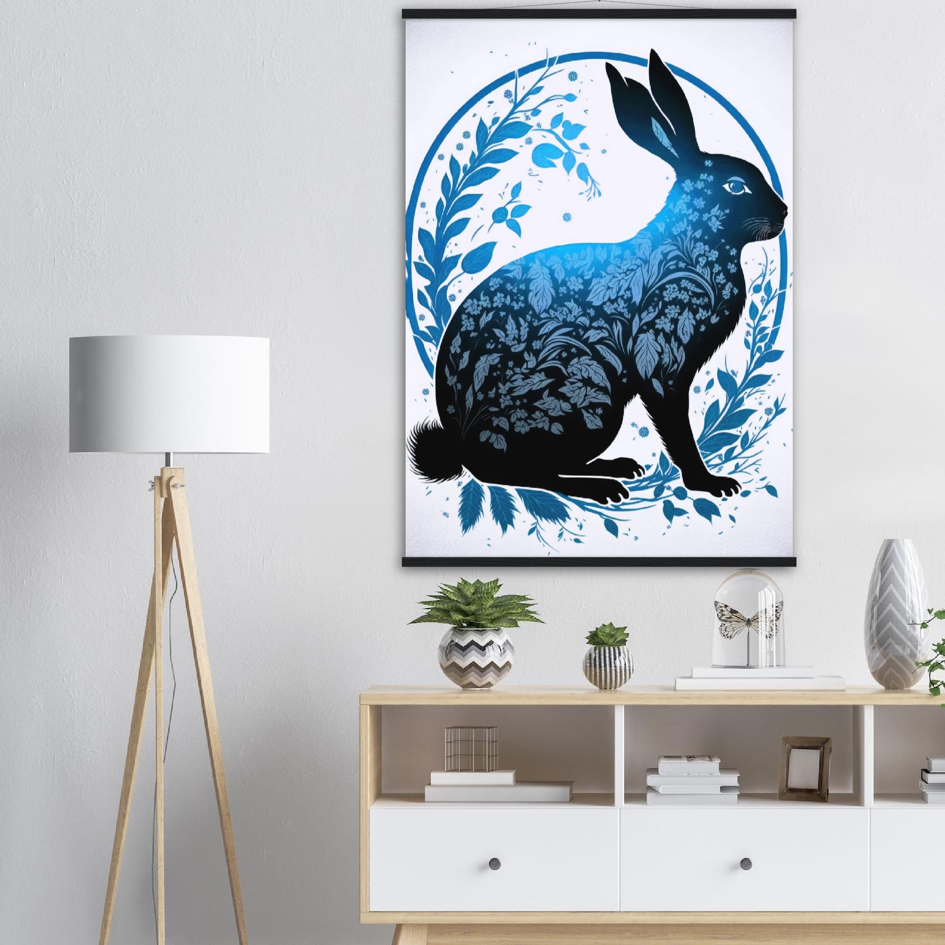 Poster mit Holzleisten - 癸卯 - Water Rabbit