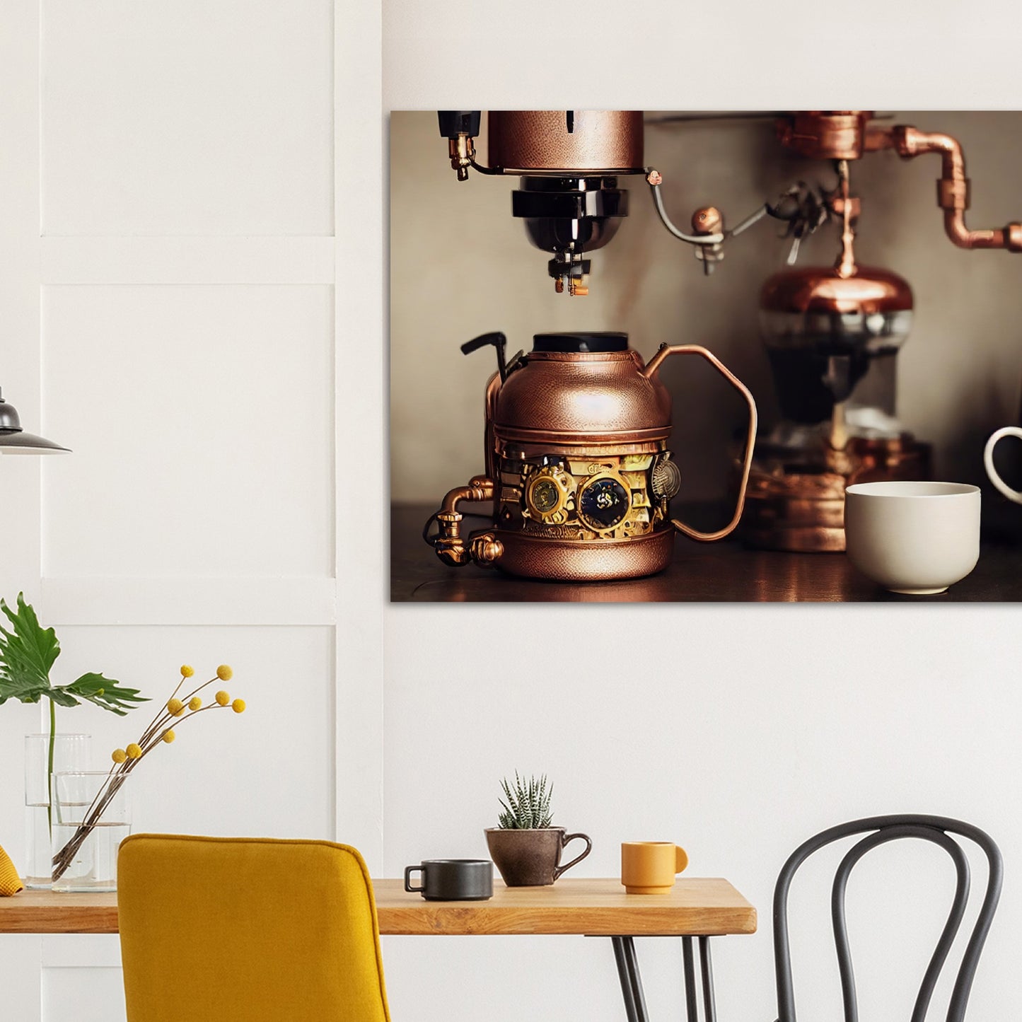 Poster in Museumsqualität - Steampunk - Coffee Maker - No.1 - Wandbild - Kunstwerk - Kunst auf Postern - Fine Art - Steampunk - Future - Maschine - Poster with frame - Office Poster - Art Brand - Pixelboys - Coffee House - Restaurant Poster - Schöner Wohnen - Dekoration - Wall Art - Kunstdruck - Geschenkidee - Kunst auf Acrylglas - Personalisierbare Tasse -