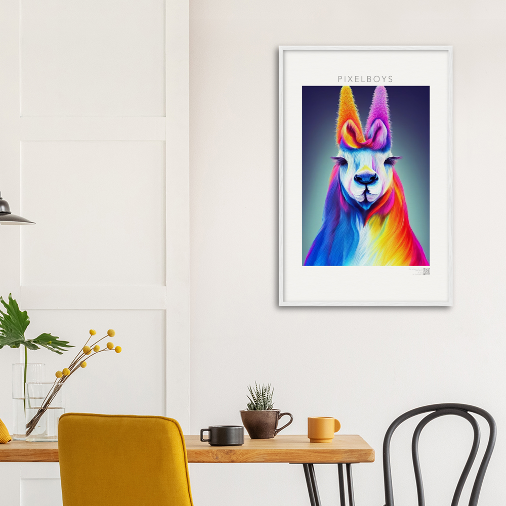 Poster mit Rahmen - Karma Lama No. 2 - "Edna" - Wandbild - Edna Erverage - LGBTQI+ - Christopher Street Day - Pride Month - Lesbian - Gay - Bisexual - Transgender - Queer & Intersexual - rainbow flag - unicorn - einhorn - rainbow - regenbogen - heteronormativity - Drag Queens - Asexual - Künstler: "John Grayst" - Pixelboys - Atelier - Wandbild - Museum - Germany - Berlin - USA - America - New York City - Los Angeles - Chicago - Houston - Phoenix - Philadelphia - Paris - Rom -