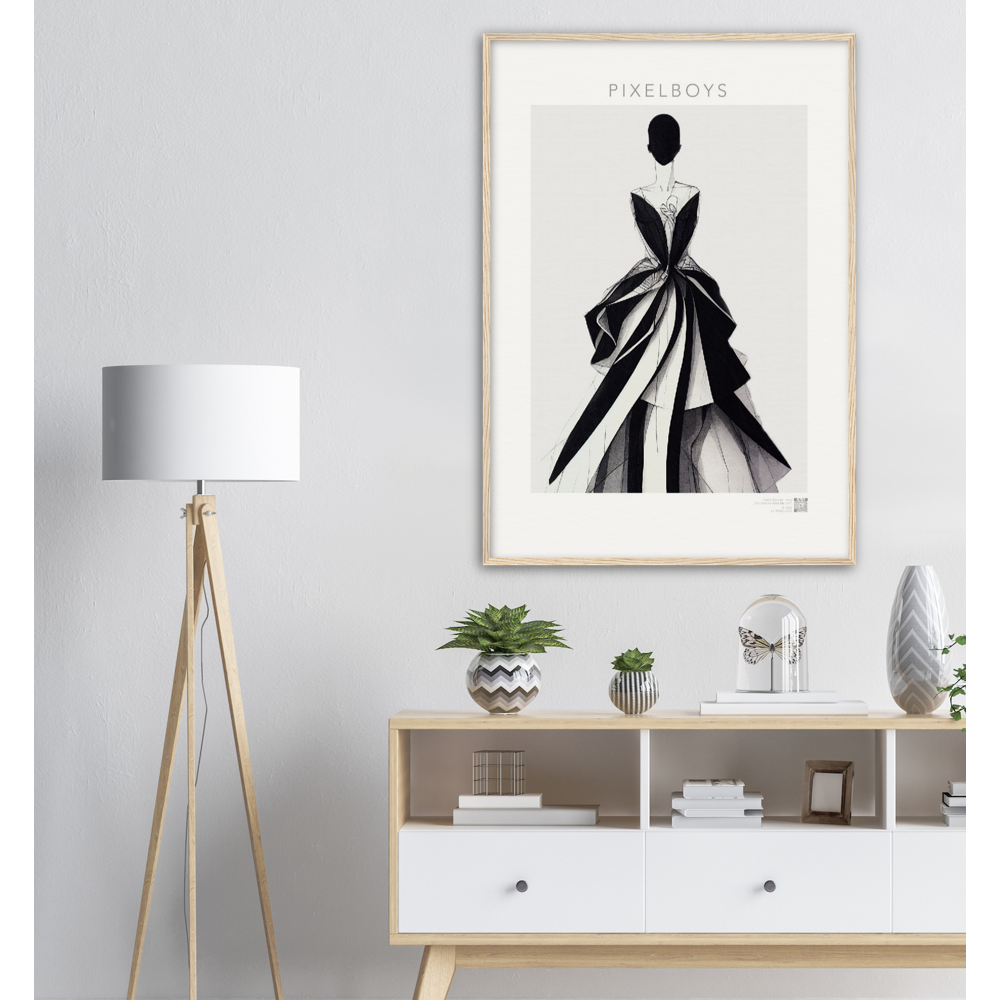 Poster Set mit Rahmen aus Holz in Museumsqualität -Haute Couture - Haute Couture - No. 2 - "Louise"- Künstler: "The Unknown Artist Nb. 517" - Pixelboys - Atelier - Paris - New York - Dubai - Milano -