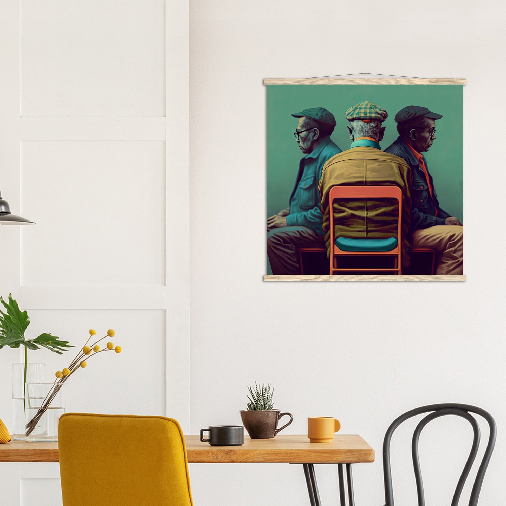 Poster mit Leisten (Holz) in Museumsqualität - Listening - The Age - Abe, Cletus & Joseph - rasism - motherhood - Posterleisten - USA - Fineart - Posterrahmen  - Wandkunst - Holzrahmen - Poster with frame - people of color - artwork - art brand - printed cup personalized - Holzleisten - pixelboys - Kunstdrucke - wandbilder - wall art - Kunst auf Tassen  - Office Poster - Gastrotassen - Wanddekoration - Acrylkunst - Geschenkidee - Office Poster - Acryldruck - Abstrakte Kunst - Family Art -