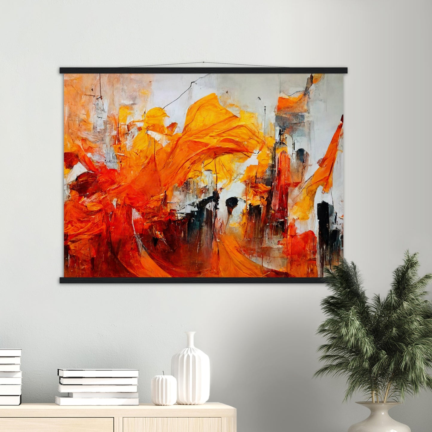 Poster mit Holzleisten - “Urban Indian Summer“ - autumn - Neu-Delhi - Kalkutta- Ölgemälde - Abstract - India Art - Posterleisten - Fineart - Posterrahmen  - Wandkunst - Holzrahmen - Poster with frame - Abstract Orange - artwork - art brand - printed cup personalized - Holzleisten - pixelboys - Kunstdrucke - wandbilder - wall art - Kunst auf Tassen  - Office Poster - Gastrotassen - Wanddekoration - Fineart - Dynamic - Acrylkunst - Geschenkidee - Office Poster - Acryldruck - Abstrakte Kunst -