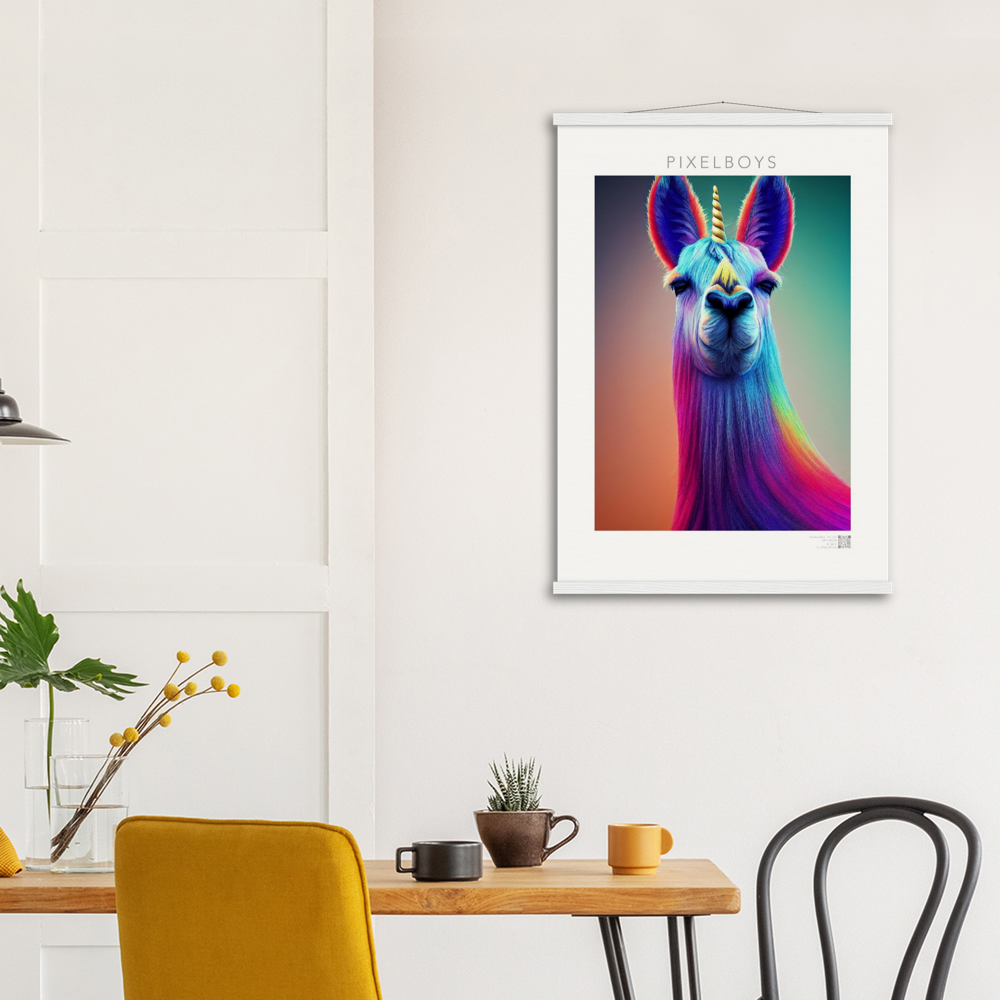 Poster mit Leisten (Holz)- Karma Lama No. 3 - "Bob" - Wandbild - Bob the Drag Queen - LGBTQI+ - Christopher Street Day - Pride Month - Lesbian - Gay - Bisexual - Transgender - Queer & Intersexual - rainbow flag - unicorn - einhorn - rainbow - regenbogen - heteronormativity - Drag Queens - Asexual - Künstler: "John Grayst" - Pixelboys - Atelier - Acryldruck - Museum - Germany - Berlin - USA - America - New York City - Los Angeles - Chicago - Houston - Phoenix - Philadelphia - Paris - Rom -