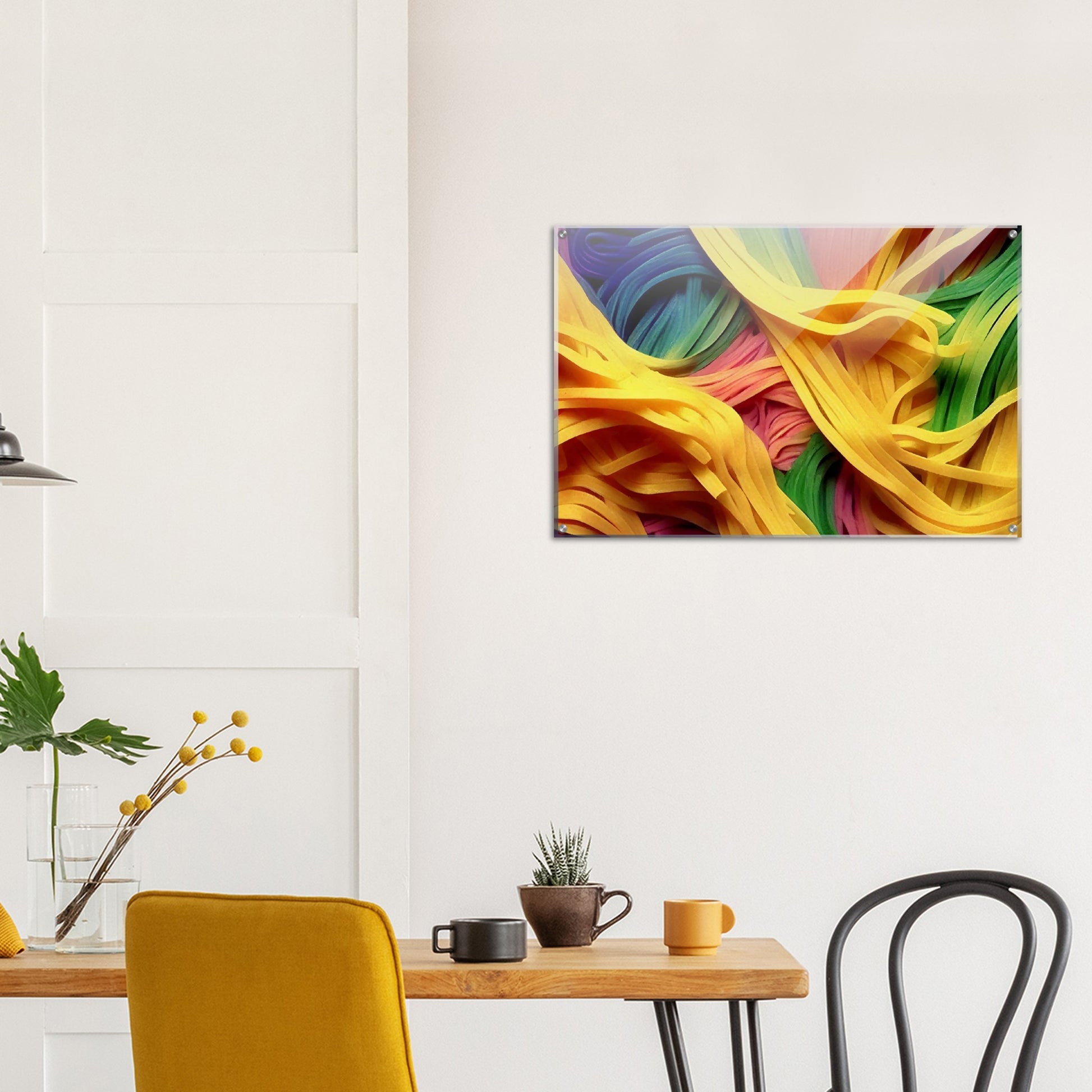 Acrylbild - Noodles upside-down - Pasta Love - Italien - China - Restaurant - Nudeln - Pasta - Teigwaren  - Wandkunst - Kunstdruck - Acryldruck - Kunstwerk - Office Poster - Poster mit Rahmen - Kaffee Tasse - Poster mit Leisten - Bedruckte Tassen - Kunst Marke - Art Brand - Kunstdrucke - Papier: 250g/qm - Künstler: Pixelboys - Poster with frame - Geschenkidee - Atelier Rome - Atelier Bologna - Atelier Milano -