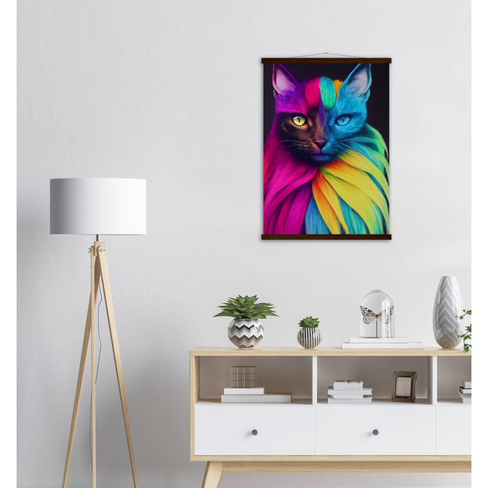 Poster mit Leisten - Mit edler Regenbogenkatze "Bella"