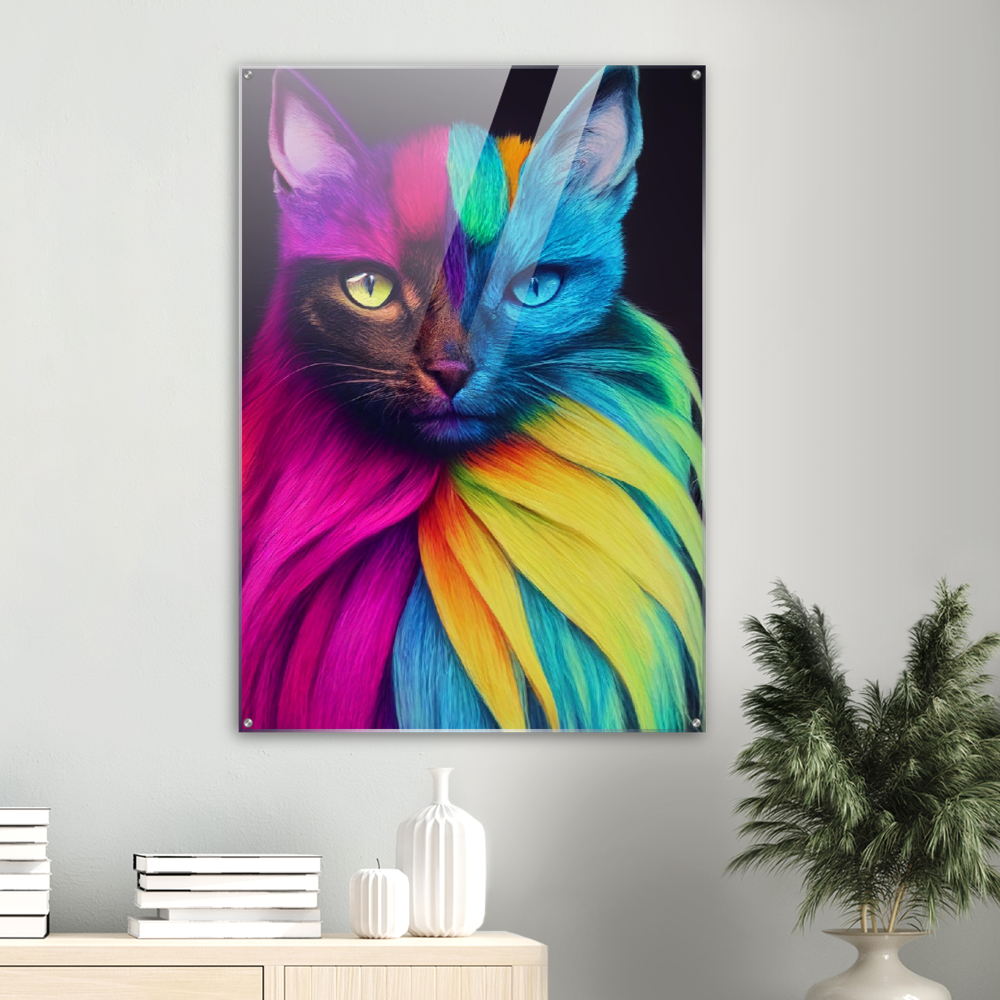 Acrylbild - Mit edler Regenbogenkatze "Bella"