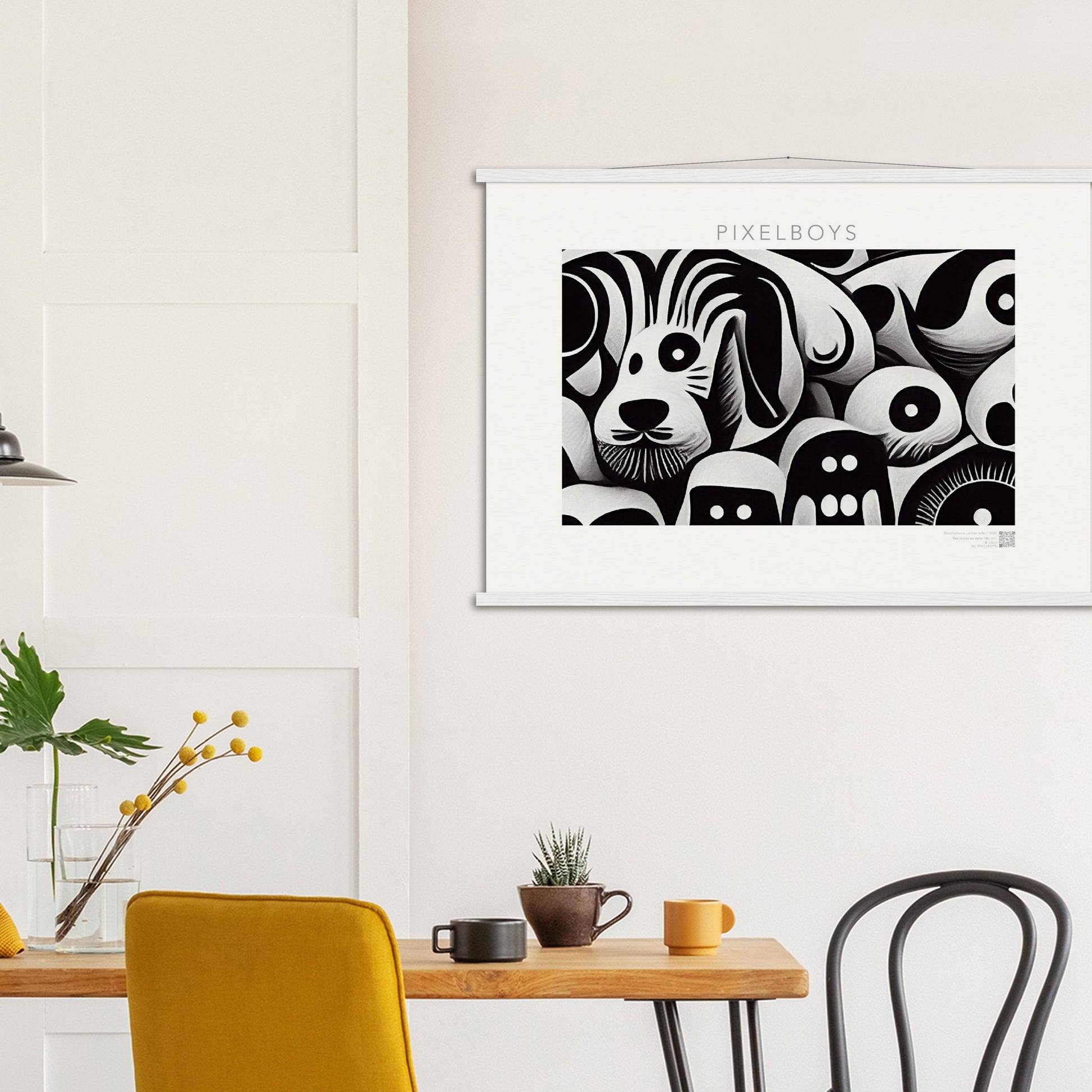 Poster mit Leisten (Holz) - in Museumsqualität - Doodlemania "urban safari" - Wandkunst - Holzleisten - Großstadtdschungel - personalized mug - Acryldruck - Wandbild - doodle mania art - wall art - Hunde - Doodle Kunst - dogs - doodle posters and art prints - Poster mit Rahmen - poster with wood ledges - doodle artwork - Acrylbild - Kunstdruck - office Poster - Poster with frame - Charlie S.- Künstler: Pixelboys & The Unknown Artist Nb.517 - keith haring - Gastro Art - anti stress art - Art Brand -