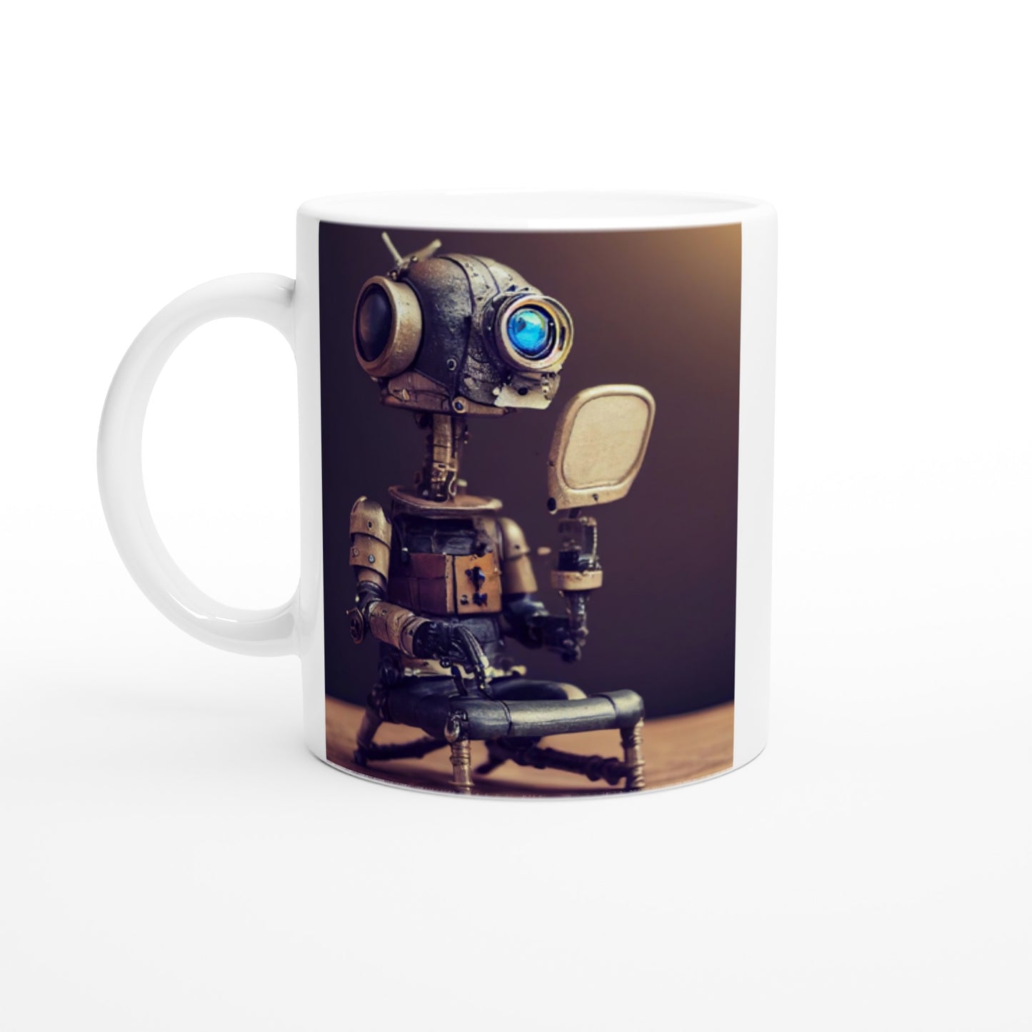 Personalisierbare Tasse - in Museumsqualität - Tiny robot with a mirror - Hitoshi 人 - Wall Art - Spiegel - Acryldruck - Wandkunst - Customizable Coffee Cup - Personalized Gifts - Kunstdruck - Kleine Roboter - Acryldruck - Little Robots - Personalized Gifts - Tiny  - Steampunk - zukunft - Poster with frame - Kunstwerk - Office Poster - Poster mit Rahmen - Kaffee Tasse - Poster - Bedruckte Tassen - Kunst Marke - Art Brand - Kunstdrucke - Künstler: John Grayst & Pixelboys - emotional robots - Geschenkidee - 