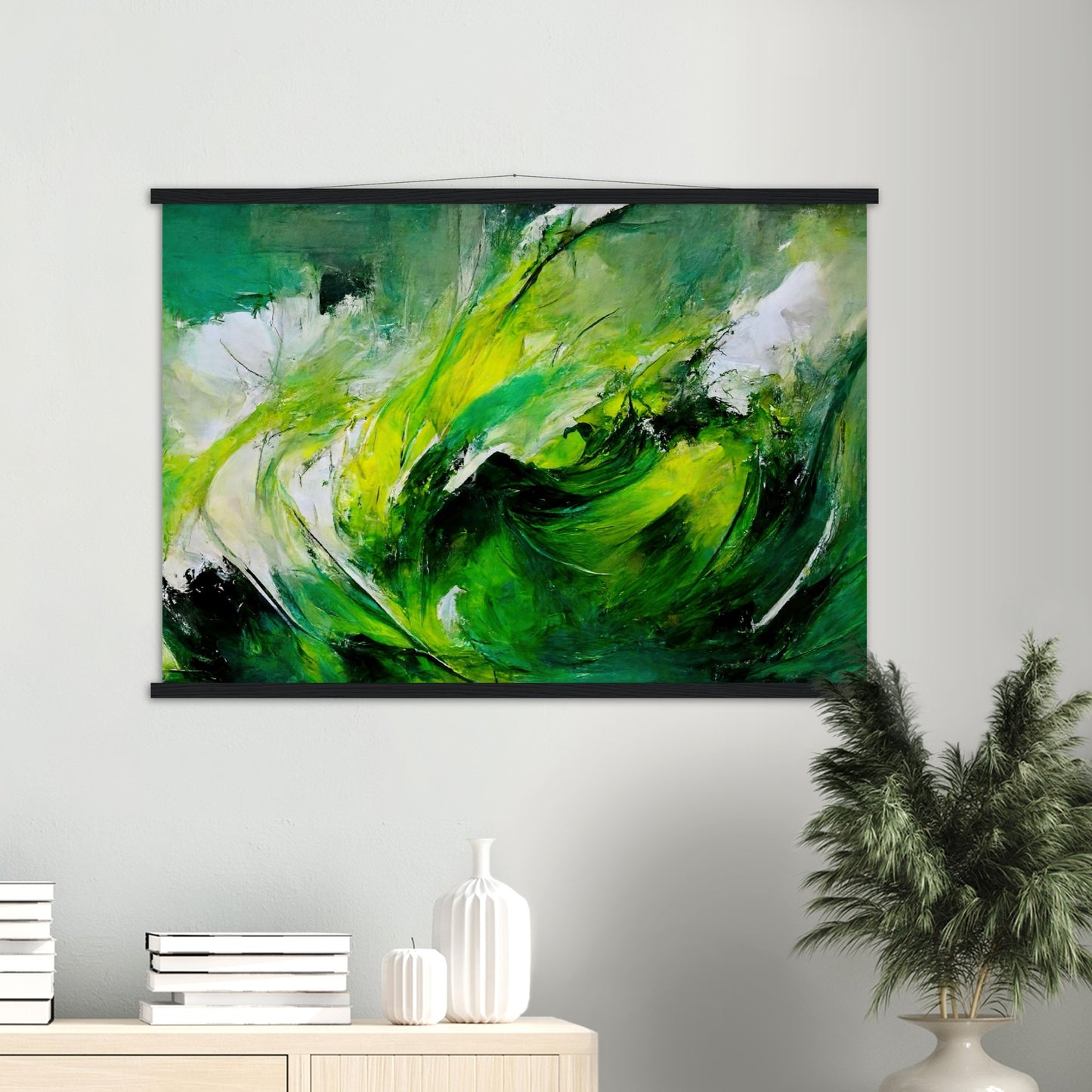 Poster mit Leisten (Holz) in Museumsqualität - Green Storm - Ölgemälde - Grüner Sturm - Abstract - Klima - Planet - Fineart - Green Sea - Wandkunst - Holzleisten - Poster with frame - Abstract Green Kollektion - artwork - art brand - printed cup personalized - pixelboys - Kunstdrucke - wandbilder - wall art - Kunst auf Tassen - Office Poster - Gastrotassen - Wanddekoration - Fineart  - Colorfull - Dynamic - Geschenkidee - Acrylkunst - Geschenkidee - Office Poster - Acryldruck - Abstrakte Kunst -