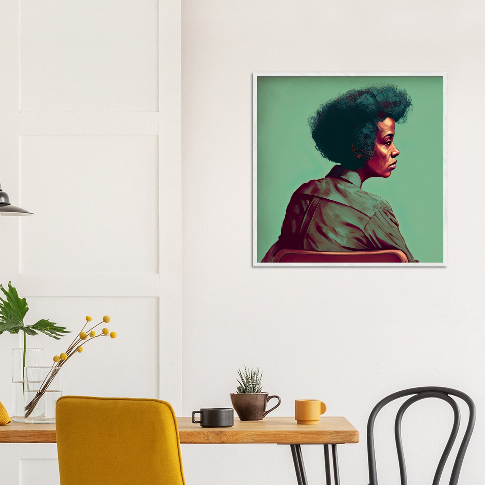 Poster mit Rahmen (Holz) in Museumsqualität - Listening - The Mother - rasism - motherhood - Posterleisten - USA - Fineart - Posterrahmen  - Wandkunst - Holzrahmen - Poster with frame - people of color - artwork - art brand - printed cup personalized - Holzleisten - pixelboys - Kunstdrucke - wandbilder - wall art - Kunst auf Tassen  - Office Poster - Gastrotassen - Wanddekoration - Acrylkunst - Geschenkidee - Office Poster - Acryldruck - Abstrakte Kunst - Family Art -