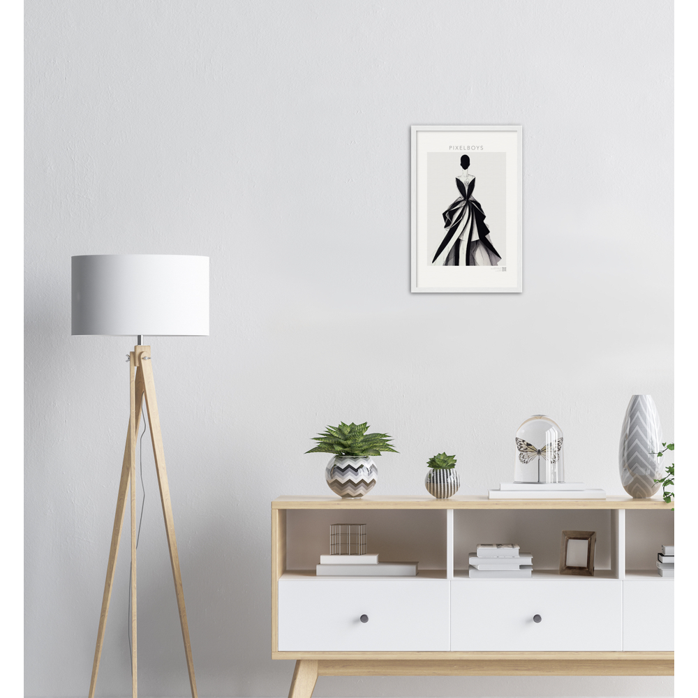 Poster Set mit Rahmen aus Holz in Museumsqualität -Haute Couture - Haute Couture - No. 2 - "Louise"- Künstler: "The Unknown Artist Nb. 517" - Pixelboys - Atelier - Paris - New York - Dubai - Milano -