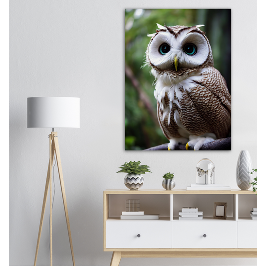 Poster in Museumsqualität - Fruit Owl No.6 - "Cornelius", the coconut owl - Wandkunst - Museumsqualität - Kunstdruck - Kokusnuseule - Kokosnuss-Uhu (lat. bubo vaccinium)  - Acryldruck - Fruchteulen - coconut owl - Vogel - Uhu - Bird - Strigiformes - Noctua - Ornithologie - Kunstwerk  - Office Poster - Poster mit Rahmen - Kaffee Tasse - Poster mit Leisten - Bedruckte Tassen - Kunst Marke - Art Brand - Wandbild - Kunstdrucke - Papier: 250g/qm - Künstler: John Grayst & Pixelboys - Eulen - Owl - Geschenkidee - 