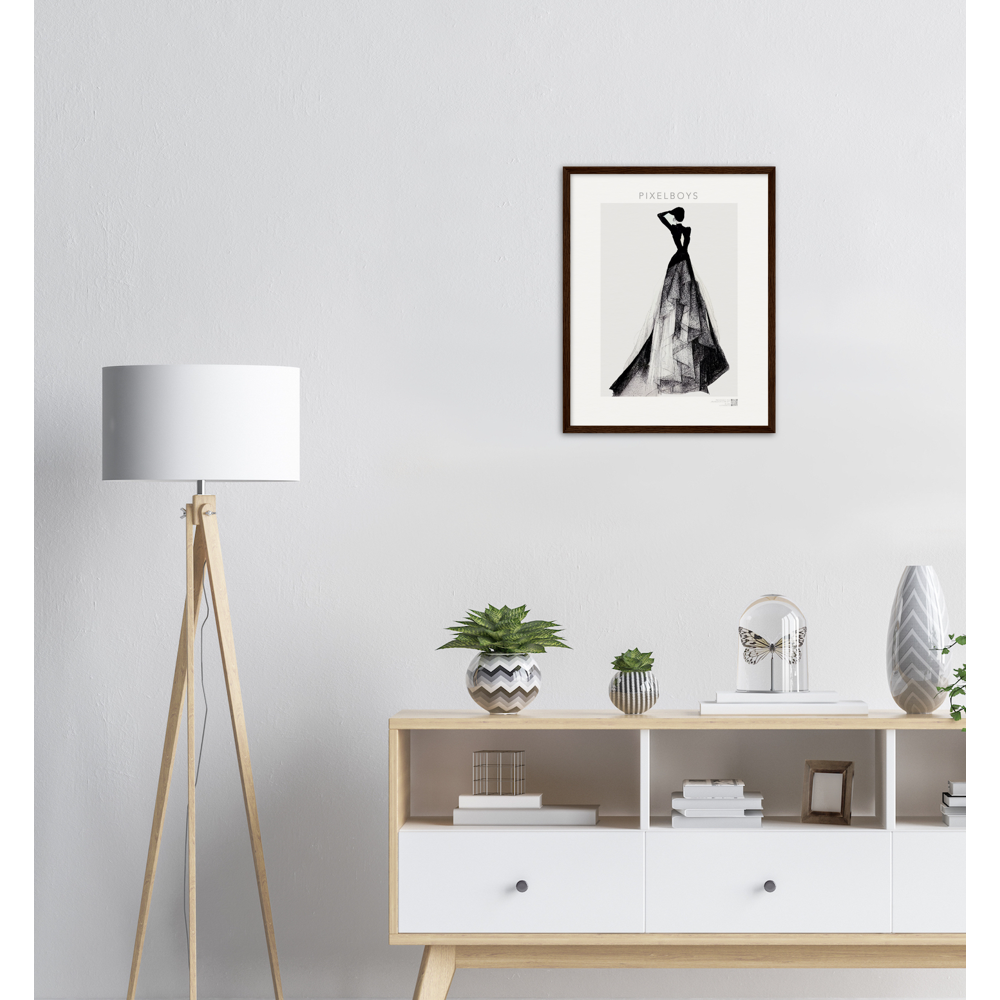 Poster Set mit Rahmen aus Holz in Museumsqualität - Haute Couture - Haute Couture - No. 3 - "Emma"- Künstler: "The Unknown Artist Nb. 517" Wandbilder - Kunstdrucke - Pixelboys - Atelier - Milano - Berlin - Munich - New York - Dubai - Paris - Tokio - 