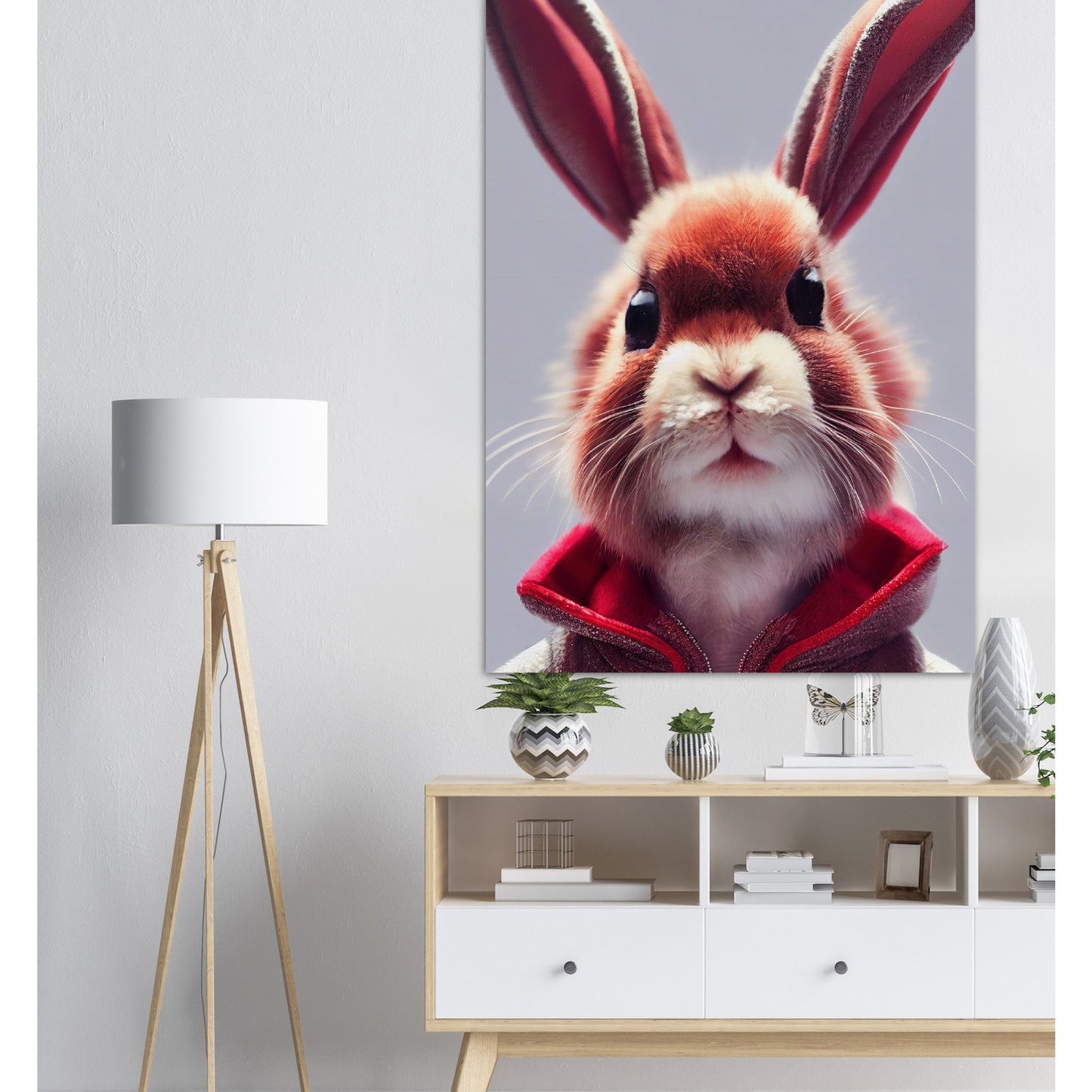 Poster in Museumsqualität - Bunny in grey red tracksuit - "Julius" - personalized mug - customized mug - Cute rabbit - Marke:- Pixelboys - Brand - Art Prints - Marke - Wandkunst - Papierstärke: 250g/qm - Wall Art - Bunny crey - Skater Betty - Hasen Gang - Original - Künstler:Pixelboys - Poster with frame - Office Poster - Trend - Wandschmuck - Atelier USA - 