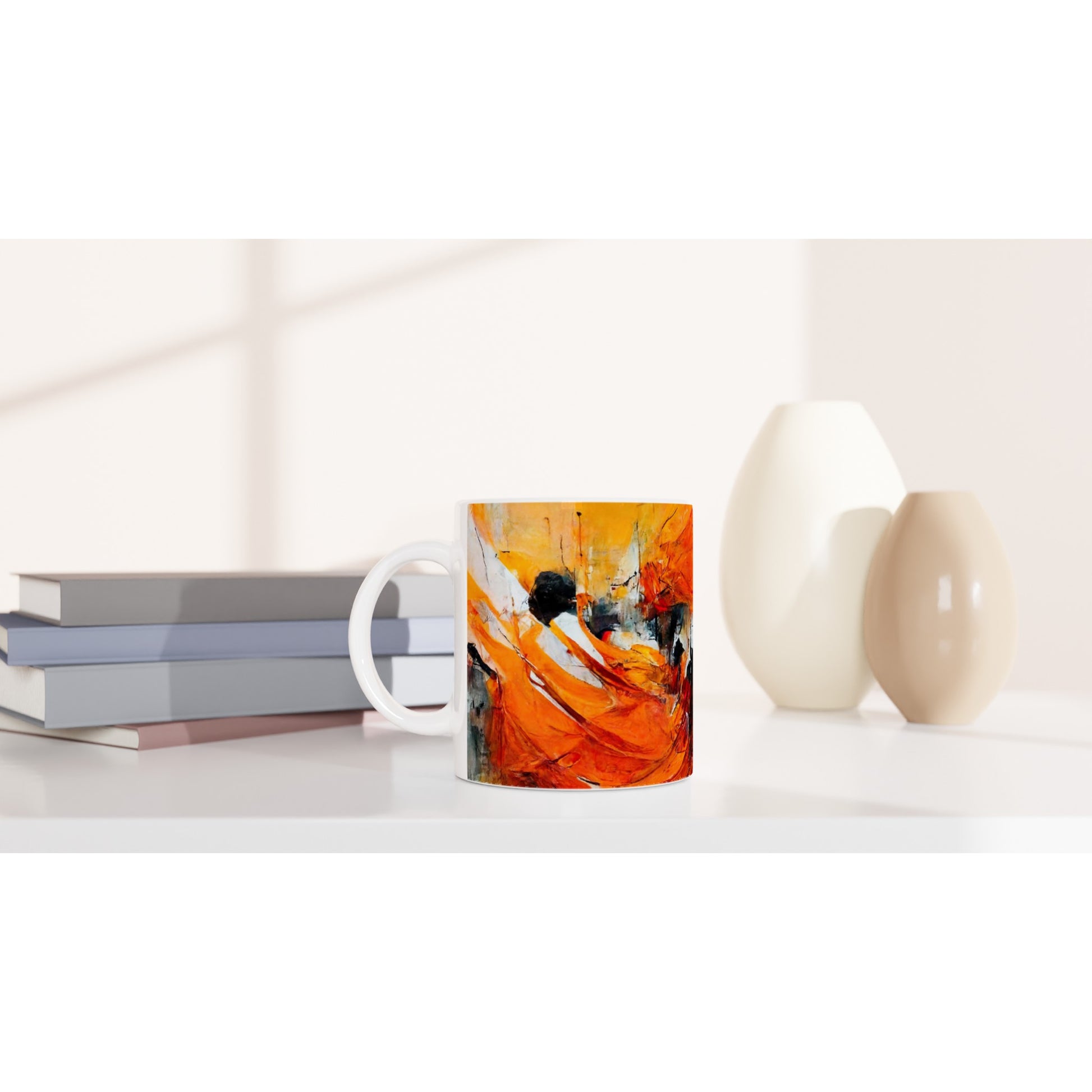 Sammeltasse (bedruckt) - „Strolling in Amsterdam“ - Orange Pain - autumn - Ölgemälde - Abstract - Dutch Art - Abstract - Fineart - Herbstsonne - Wandkunst - Holzrahmen - Poster with frame - Abstract Orange - artwork - art brand - printed cup personalized - Holzleisten - pixelboys - Kunstdrucke - wandbilder - wall art - Kunst auf Tassen  - Office Poster - Gastrotassen - Wanddekoration - Fineart  - Colorfull - Dynamic - Acrylkunst - Geschenkidee - Office Poster - Acryldruck - Abstrakte Kunst -