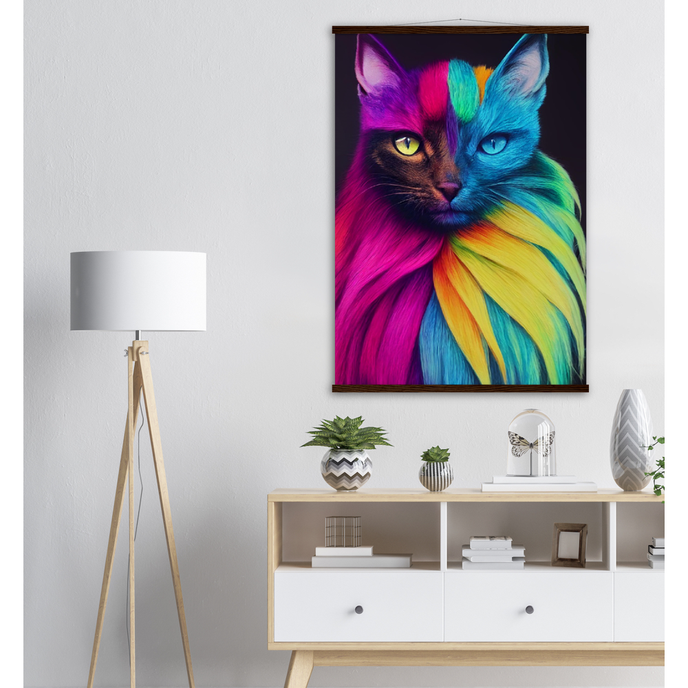 Poster mit Leisten - Mit edler Regenbogenkatze "Bella"