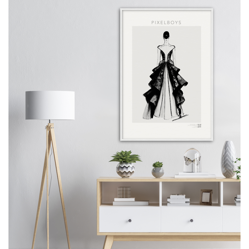 Haute Couture - Poster Set mit Rahmen aus Holz - Haute Couture - No. 6 - "Lina" - Künstler: "The Unknown Artist Nb. 517" Wandbilder - Pixelboys - Atelier - Milano - Berlin - Munich - Madrid - New York - Dubai - Paris - Tokio - Rom - Lisbon -