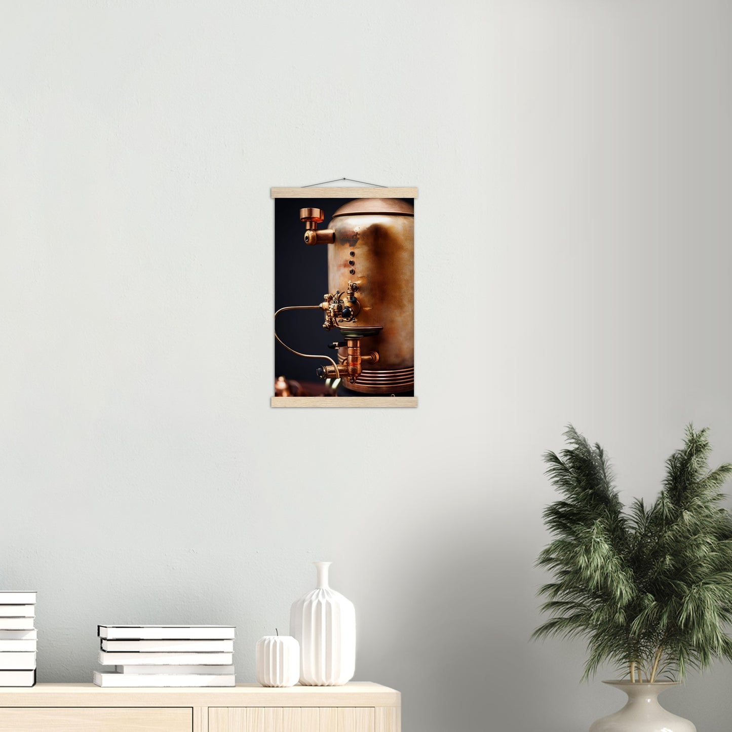 Poster mit Leisten (Holz) - Steampunk - Coffee Maker - No.5 - Collection Cup - Pixelboys - Wandbild - Kunstwerk - Hotelkunst - Kunst auf Postern - Fine Art - Steampunk - Future - Maschine - Poster with frame - Office Poster - Art Brand - Pixelboys - Coffee House - Restaurant Poster - Wall Art - Kunstdruck - Geschenkidee - Kunst auf Acrylglas - Future Coffee Cup - Personalisierbare Tasse - Gastro Tasse - exklusiv - Acryldruck - Gastronomie Poster - Hotelposter - Steam Punk Kitchen -   