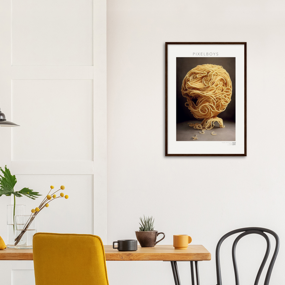 Poster mit Ramen - Pastarized "The Shaping" - No.2 - Kunstwerk aus Nudeln - Kunst Marke - Pixelboys - Kunstdruck - Wandbild - Kunstdrucke - Papier: 250g/qm - Künstler: John Grayst & Pixelboys - Italienische Pasta Kunst - Küche- Italienisches Restaurant - China Restaurant - Japan Restaurant -  Pasta Liebe - Nudeln - Face - Atelier - Italien - Mailand - Neapel - Rom - Turin  