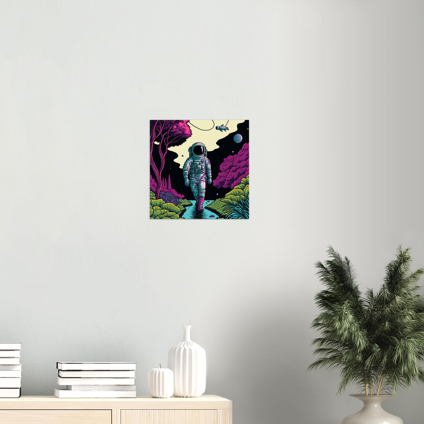 Poster in Museumsqualität - Wandering Astronaut - Stephen - Illustration - Astronaut - Panorama - Rocketman - Posterleisten - USA - Fineart - Posterrahmen  - Wandkunst - Holzrahmen - Poster with frame - artwork - art brand - printed cup personalized - Holzleisten - pixelboys - Kunstdrucke - wandbilder - wall art - Kunst auf Tassen  - Office Poster - Gastrotassen - Wanddekoration - Acrylkunst - Geschenkidee - Office Poster - Acryldruck - Abstrakte Kunst -