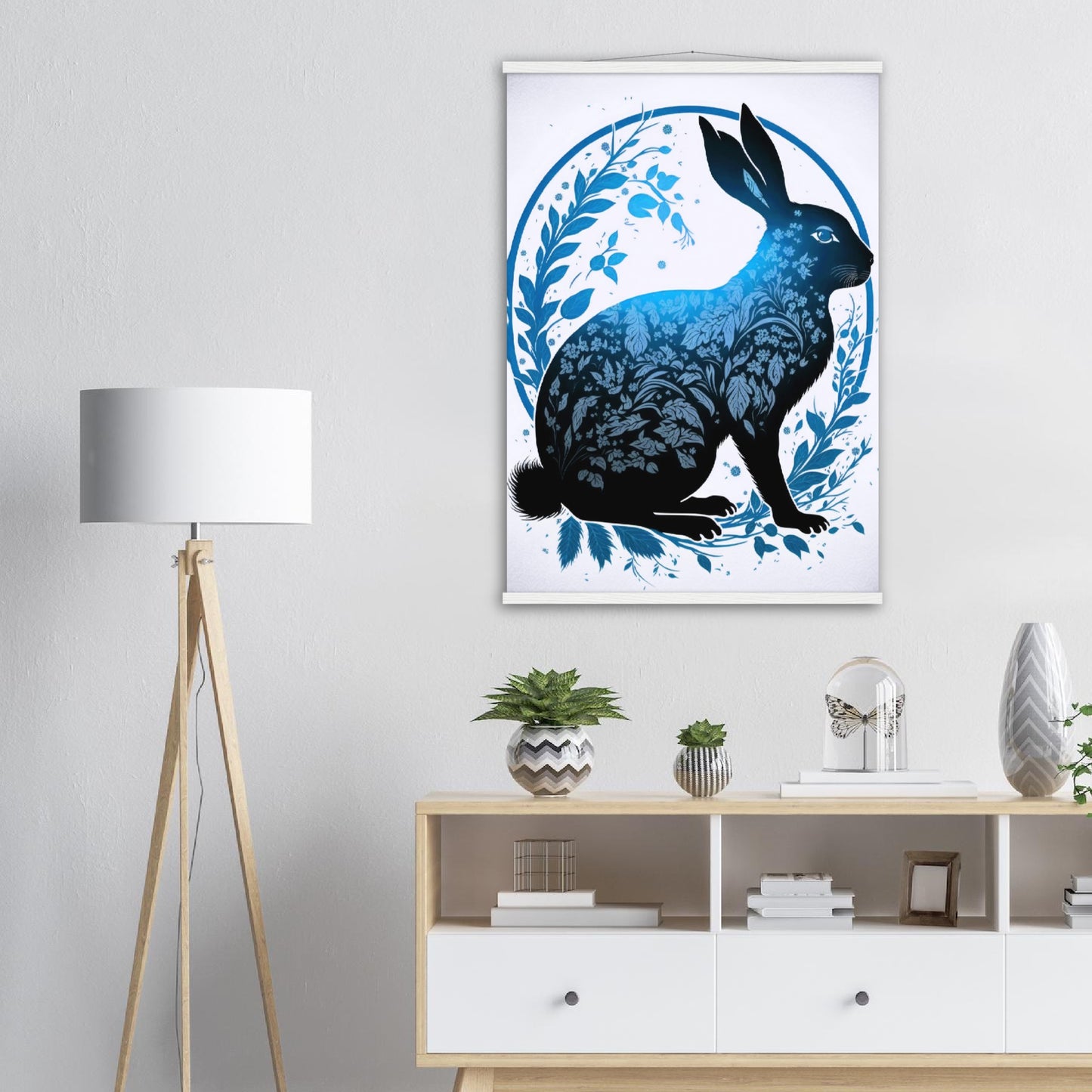 Poster mit Holzleisten - 癸卯 - Water Rabbit